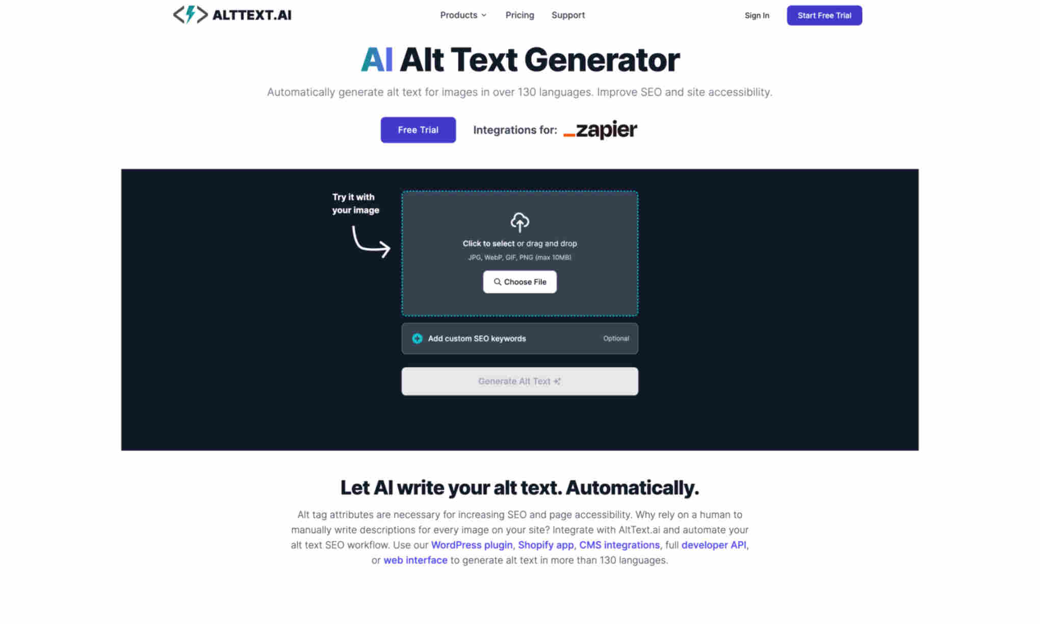 AI Alt Text Generator Homepage