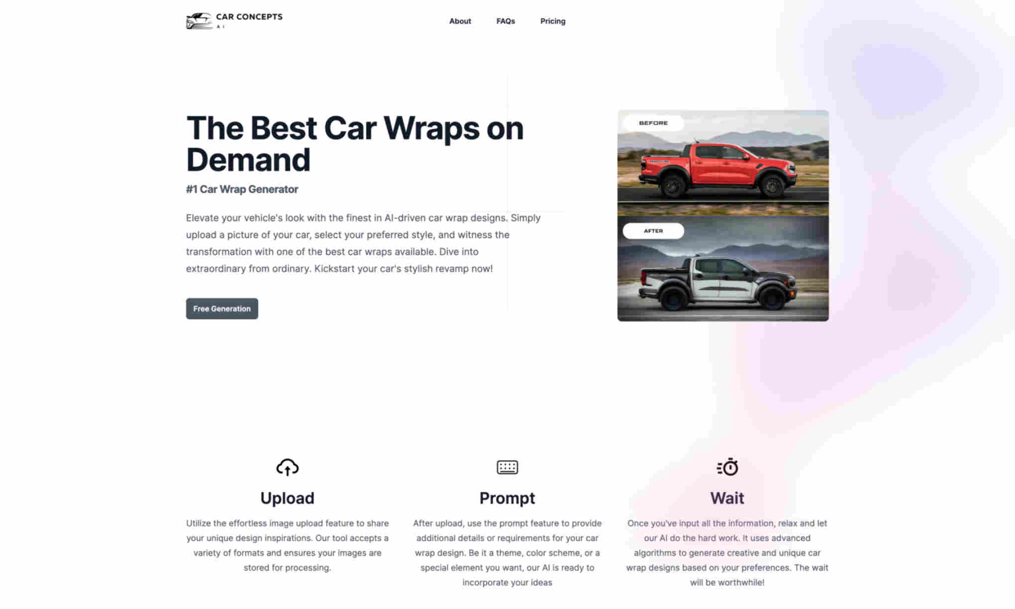 AI Car Concepts Homepage