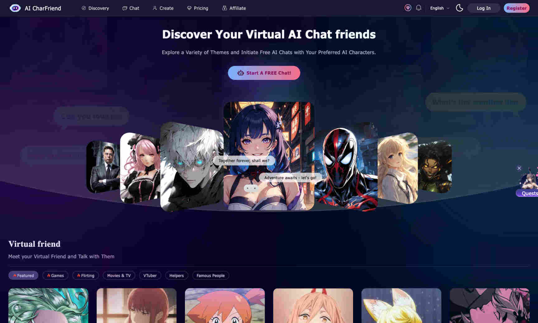 AI CharFriend Homepage