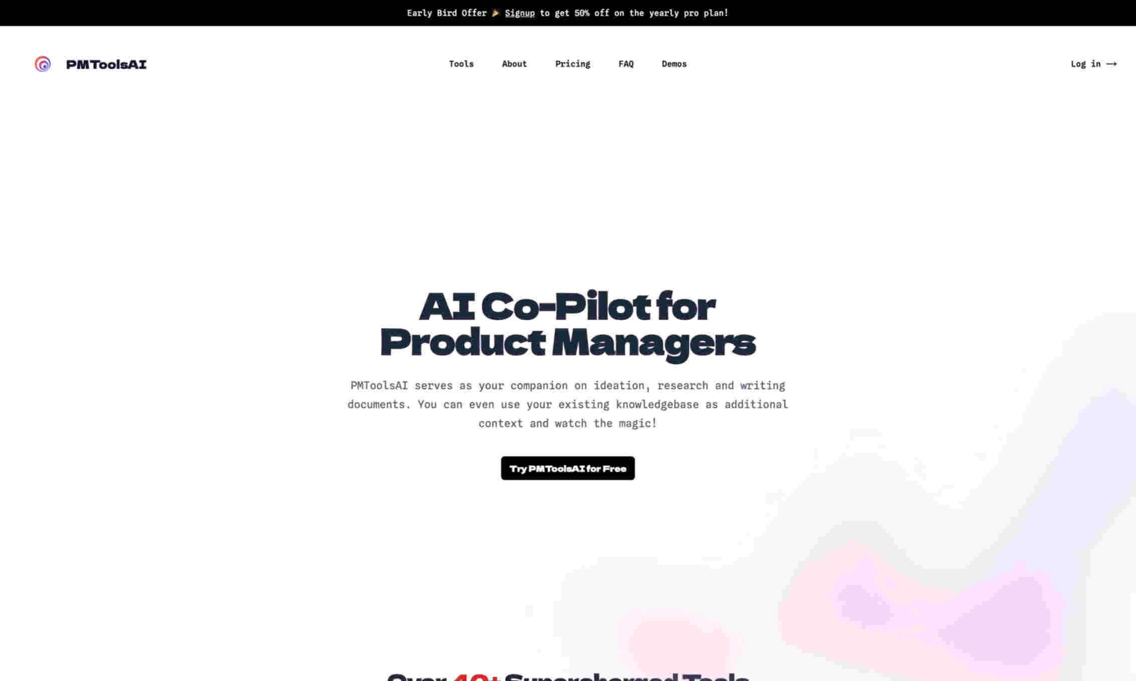 AI Co-Pilot for Product Managers Homepage