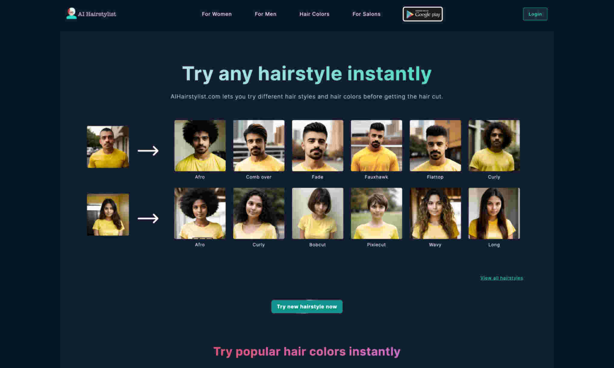 AI Hairstylist Homepage