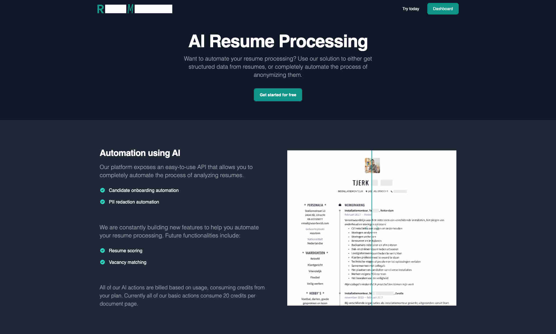 AI Resume Processing Homepage