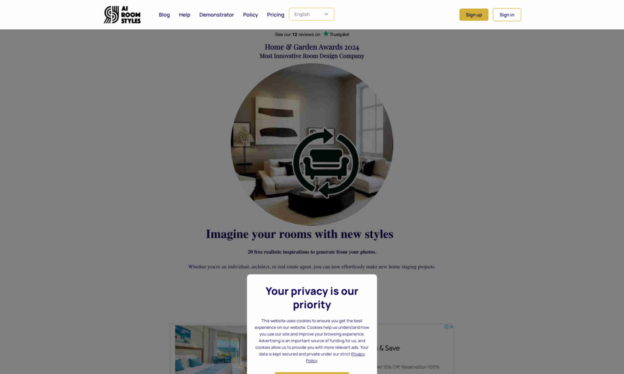 AI Room Styles Homepage