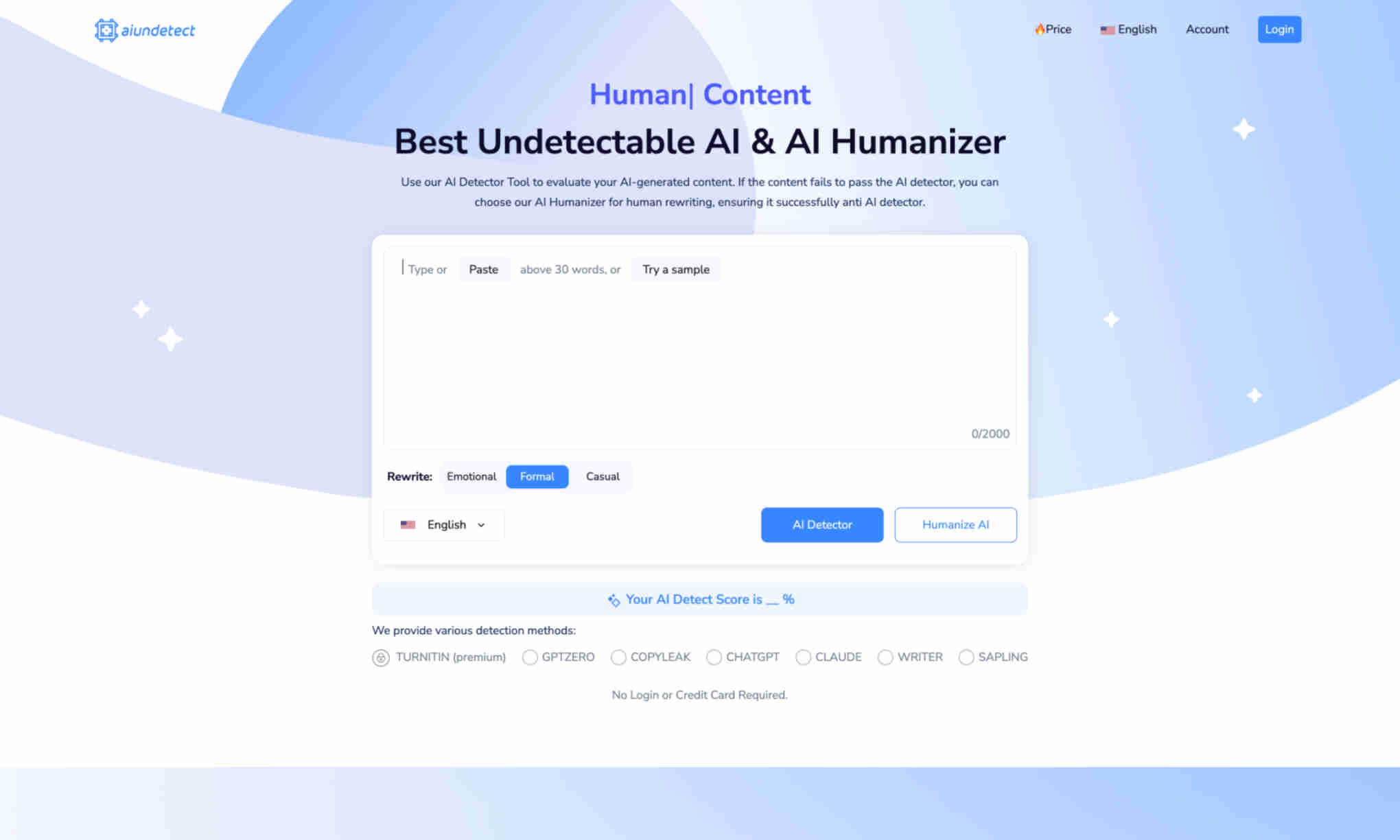 AI Undetect Homepage