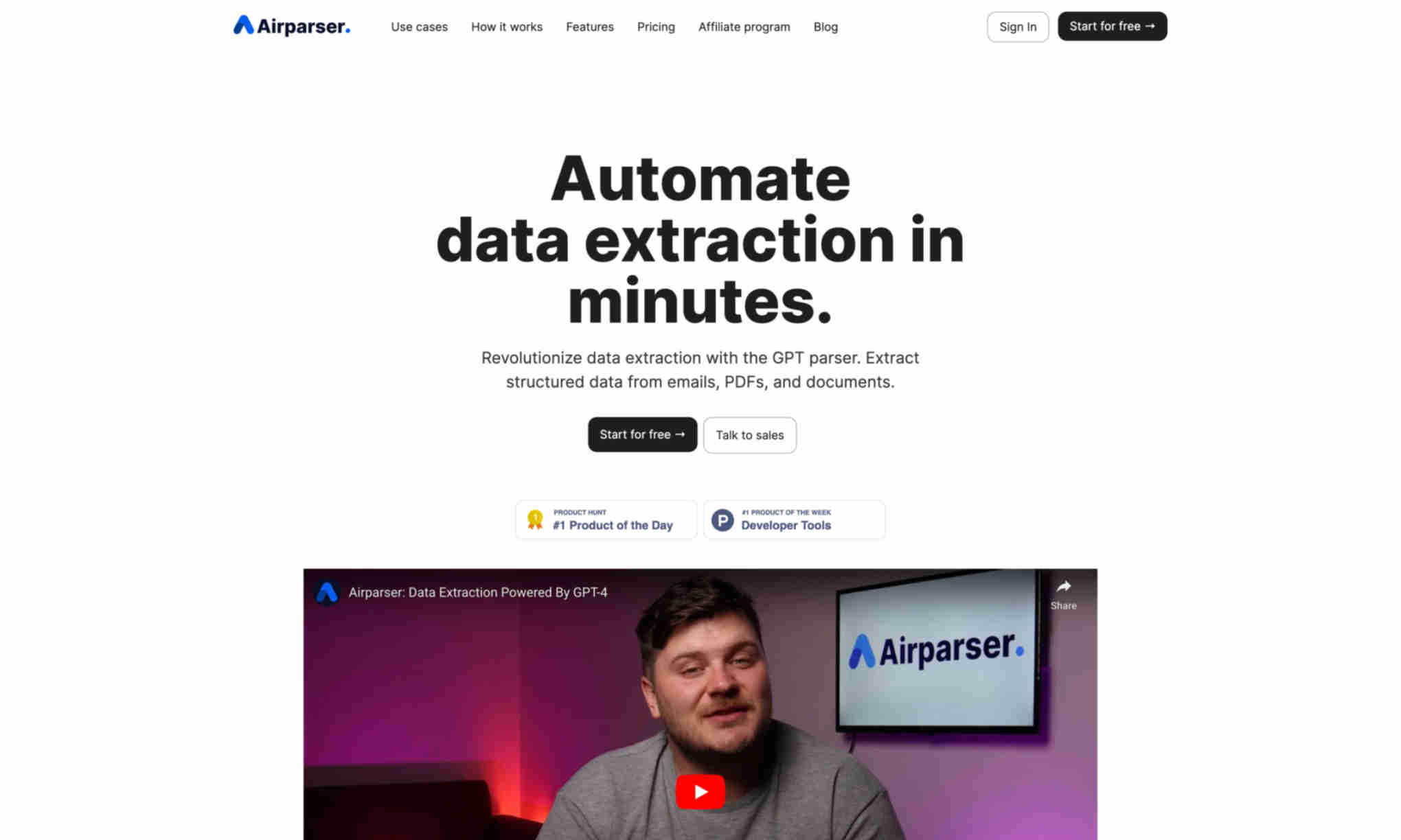 Airparser Homepage