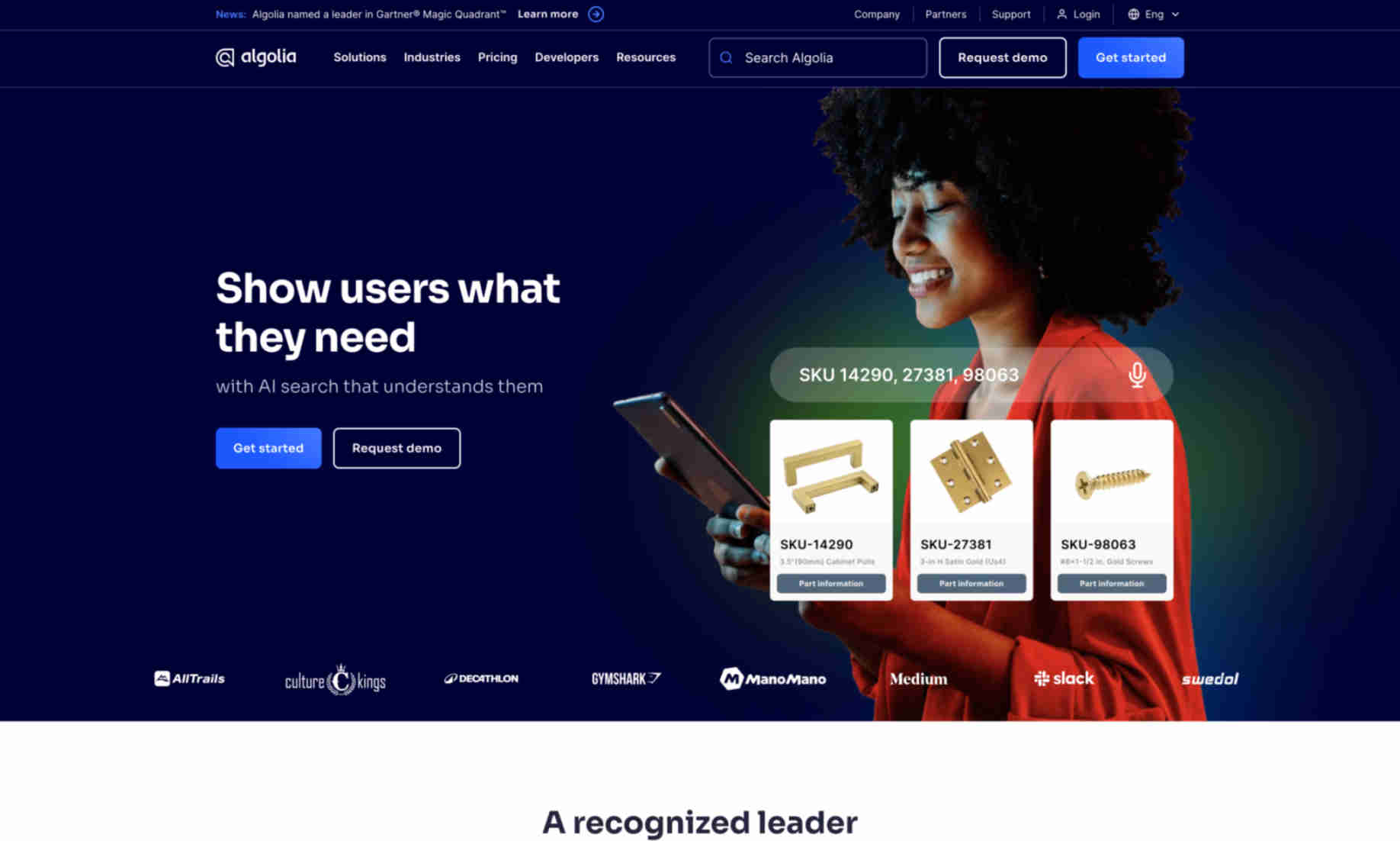 Algolia Homepage