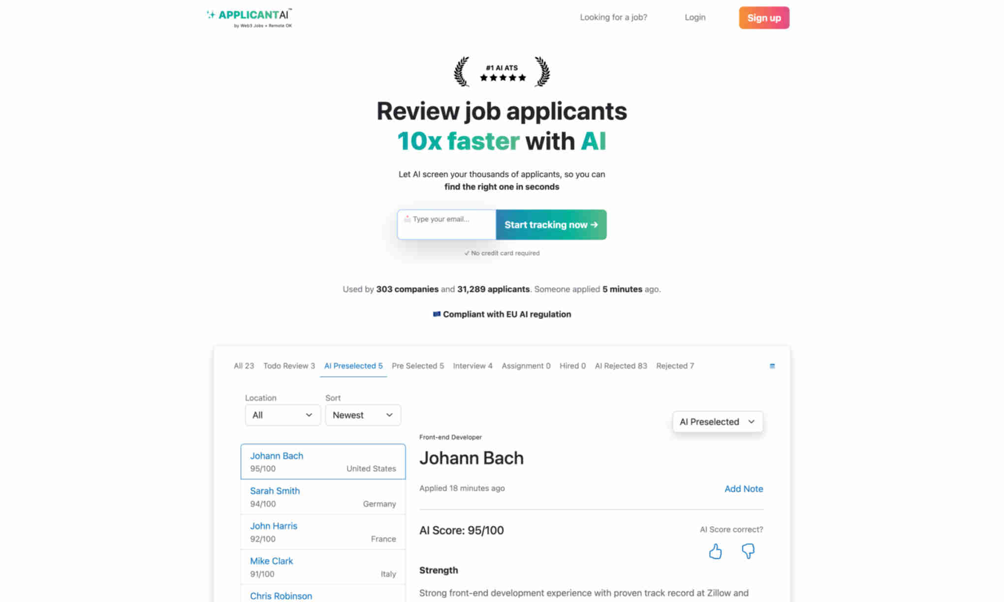 Applicant AI Homepage