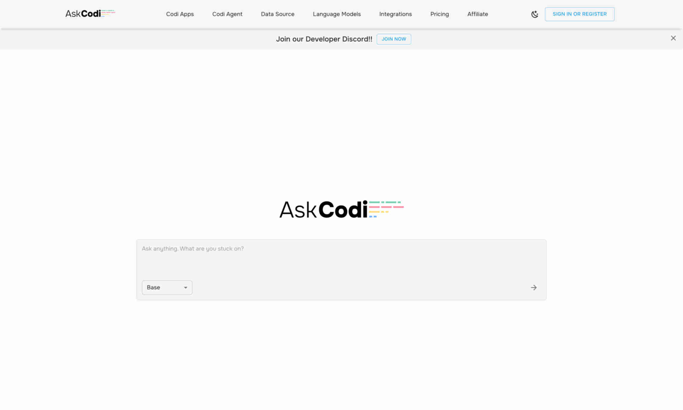 AskCodi Homepage