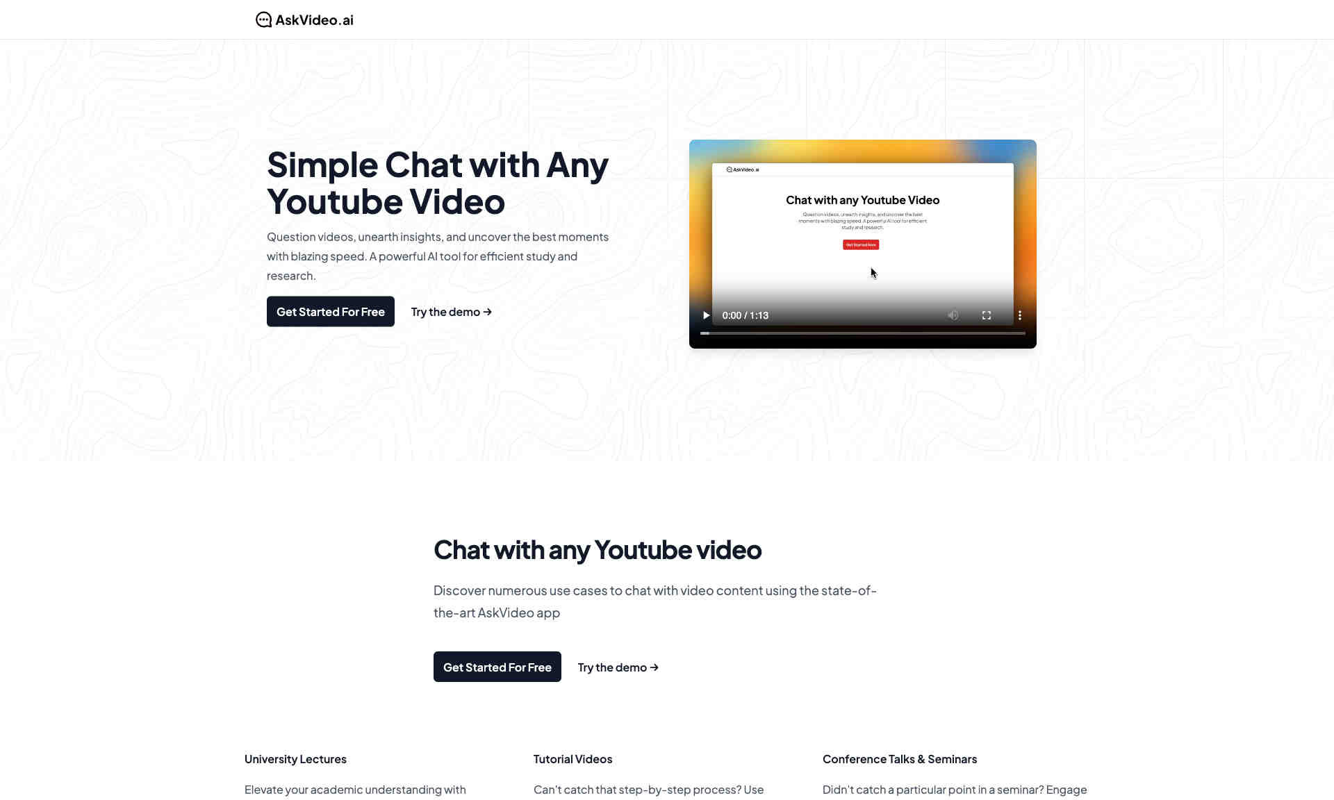 AskVideo.ai Homepage