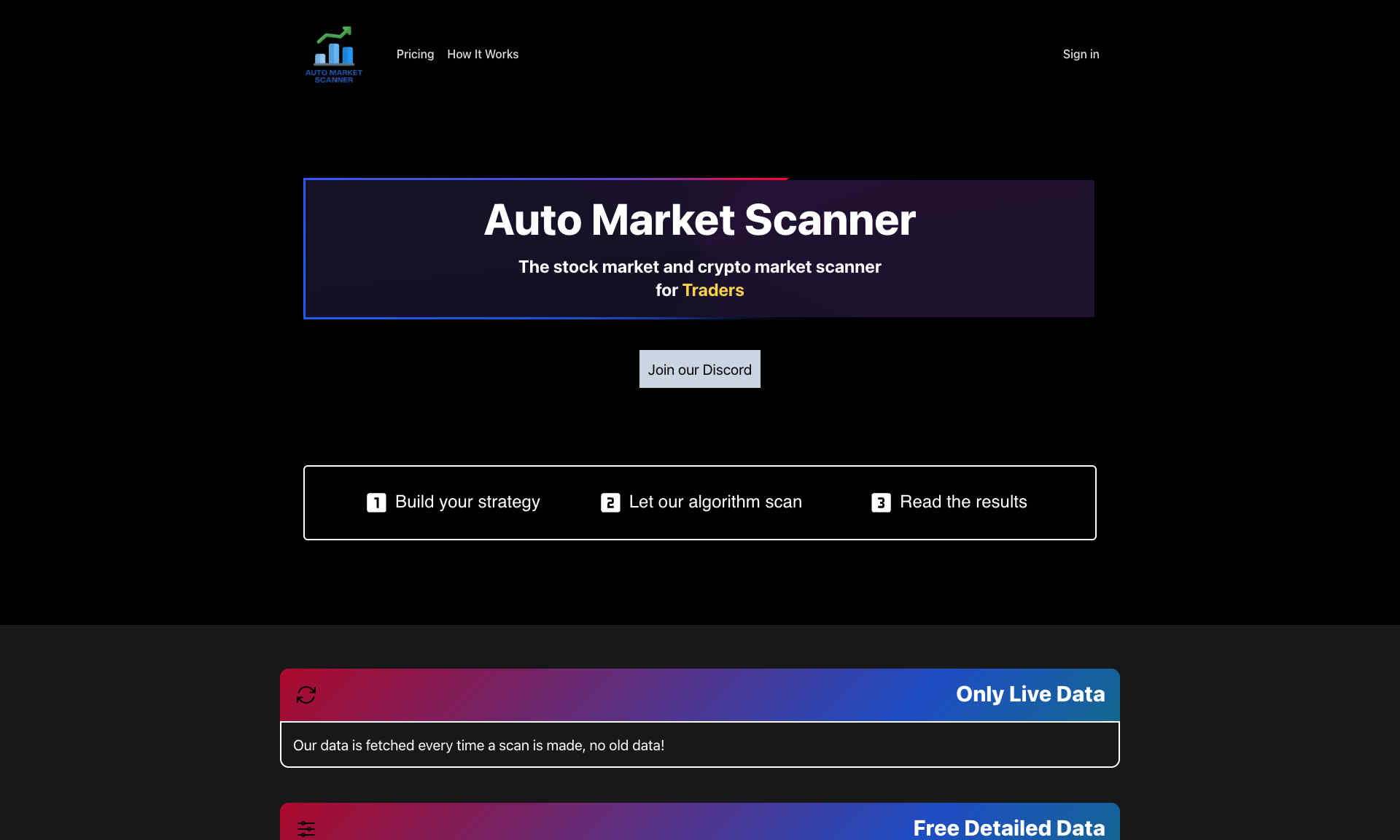 Auto Market Scanner Homepage