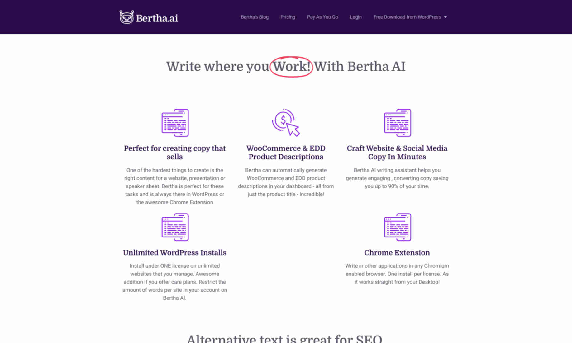 Bertha AI Homepage