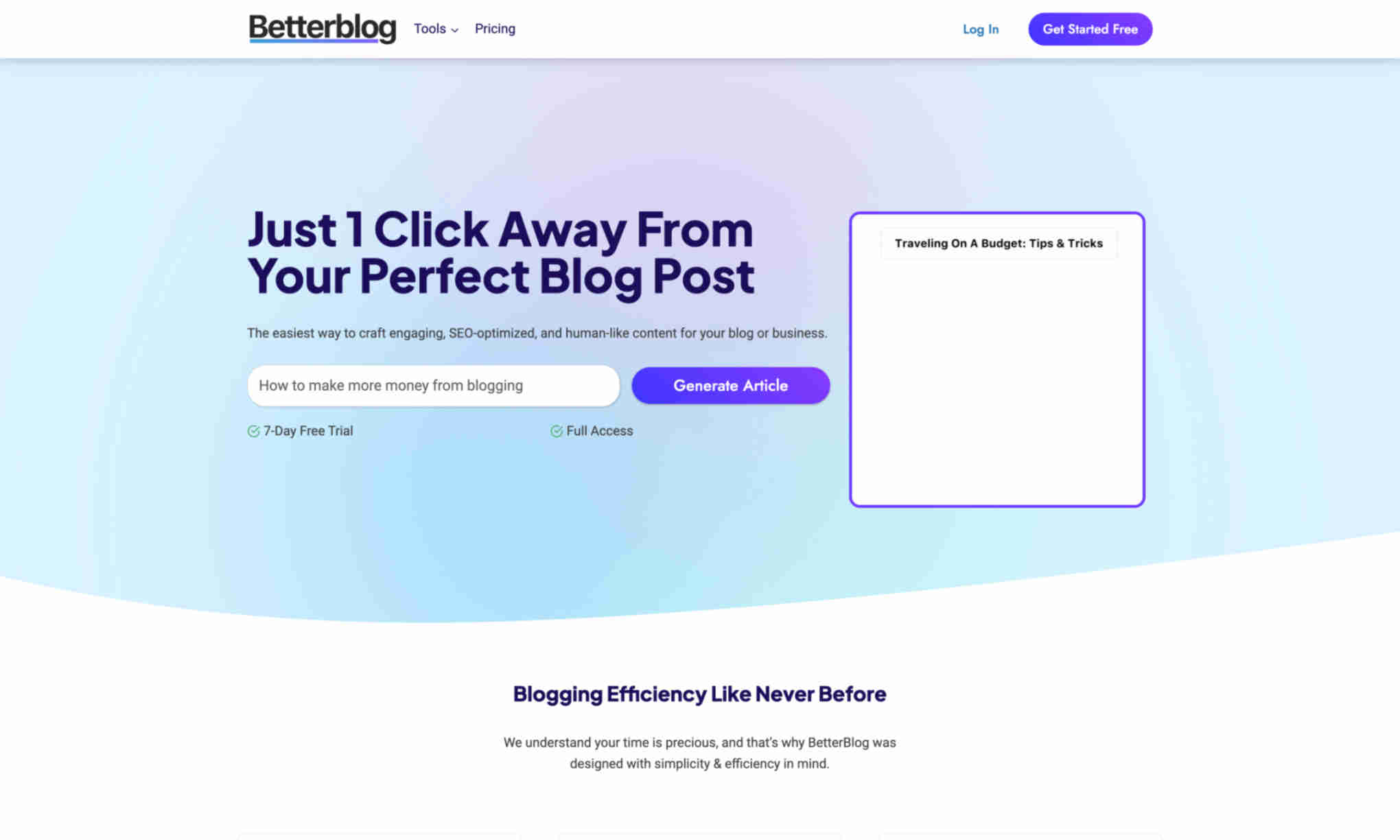 BetterBlog Homepage