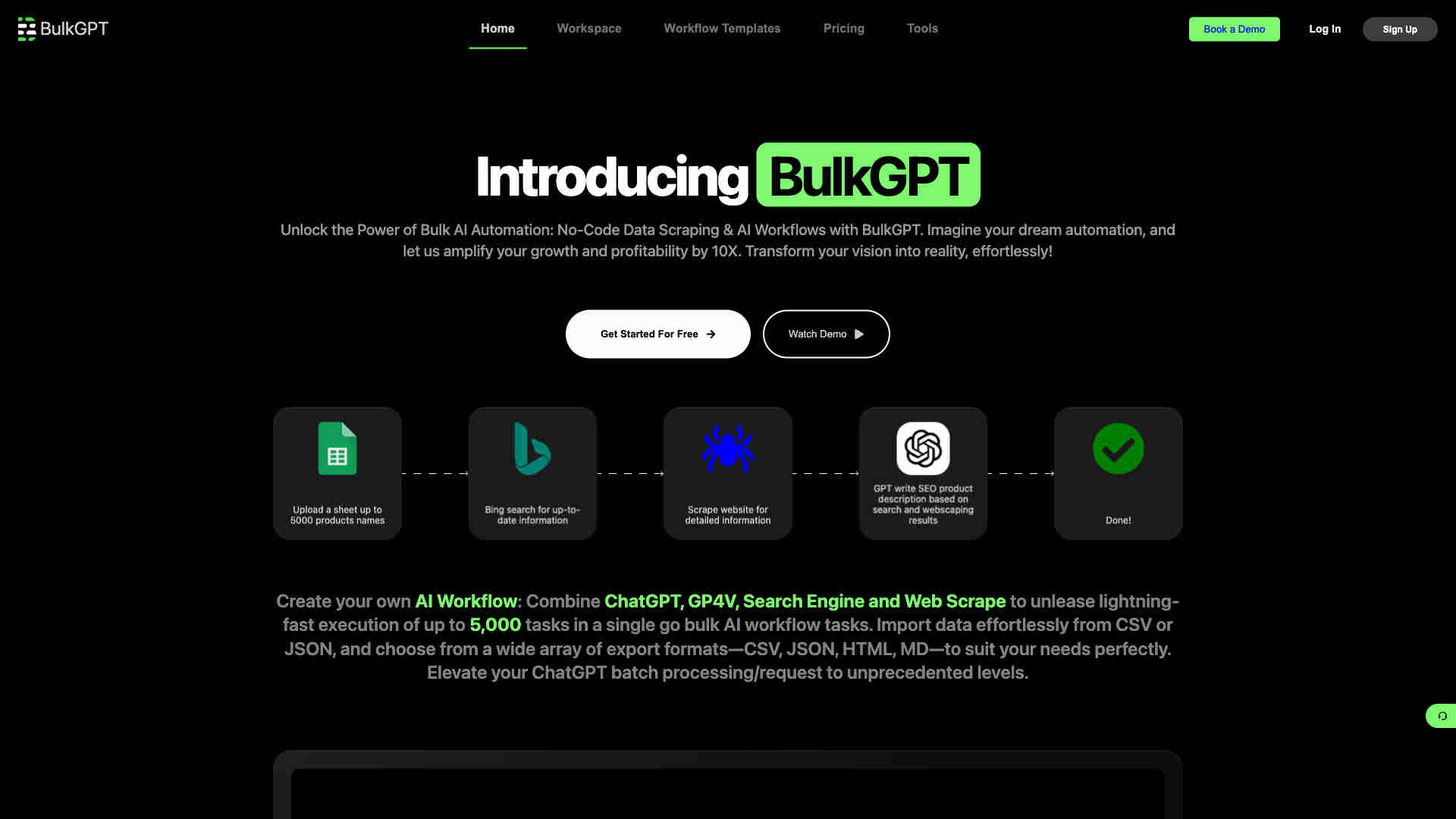 BulkGPT Homepage