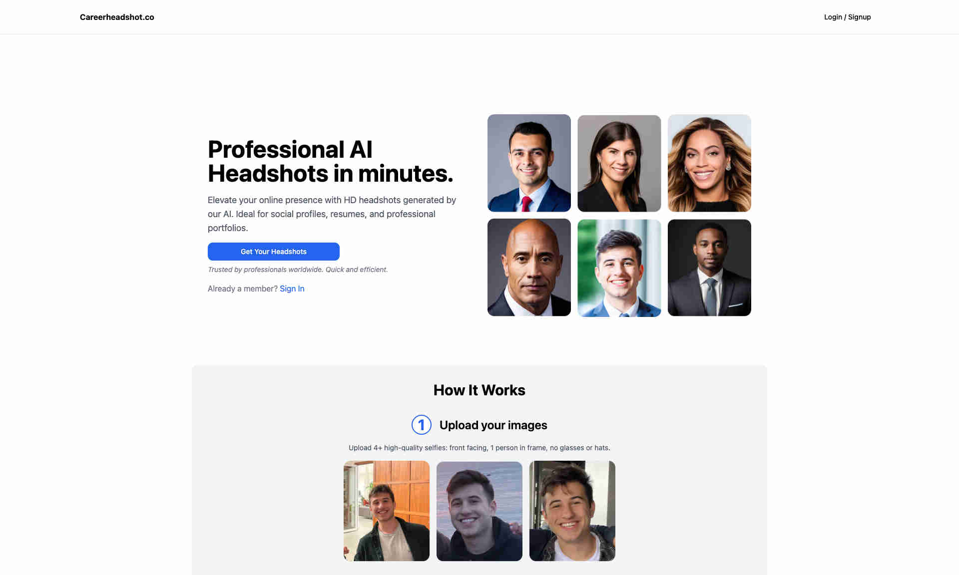 Careerheadshot.co Homepage