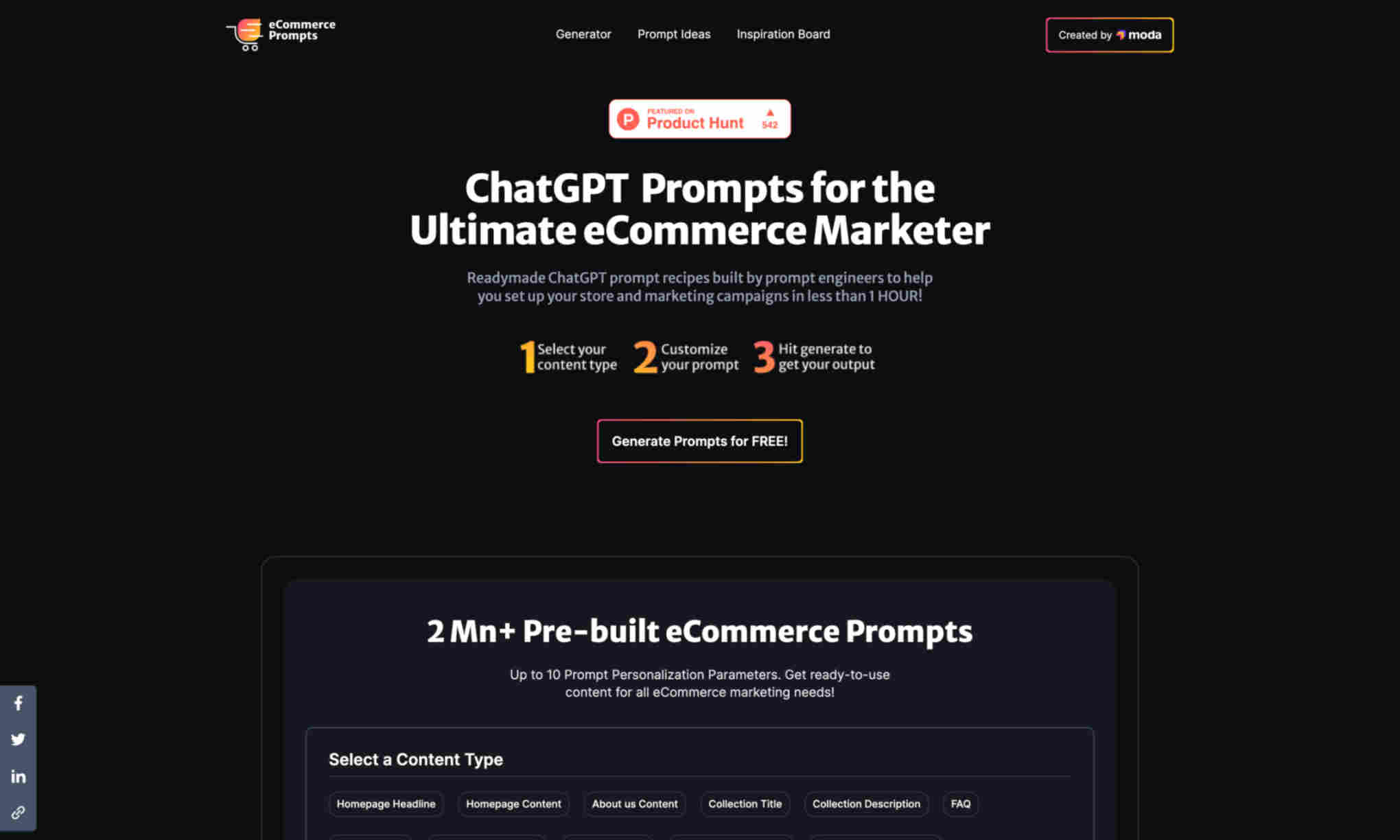 ChatGPT Prompts for eCommerce Homepage