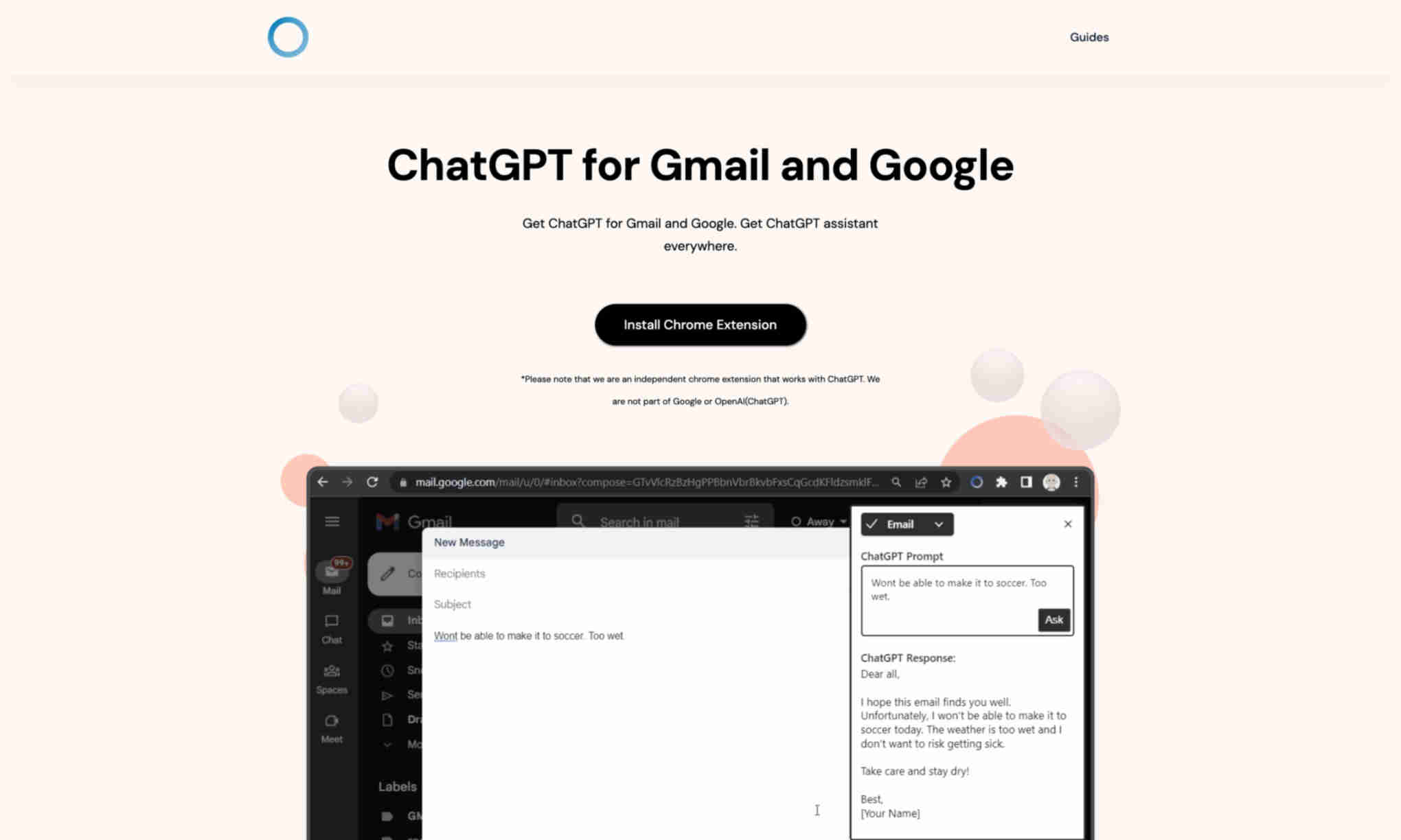 ChatGPT for Gmail and Google Homepage