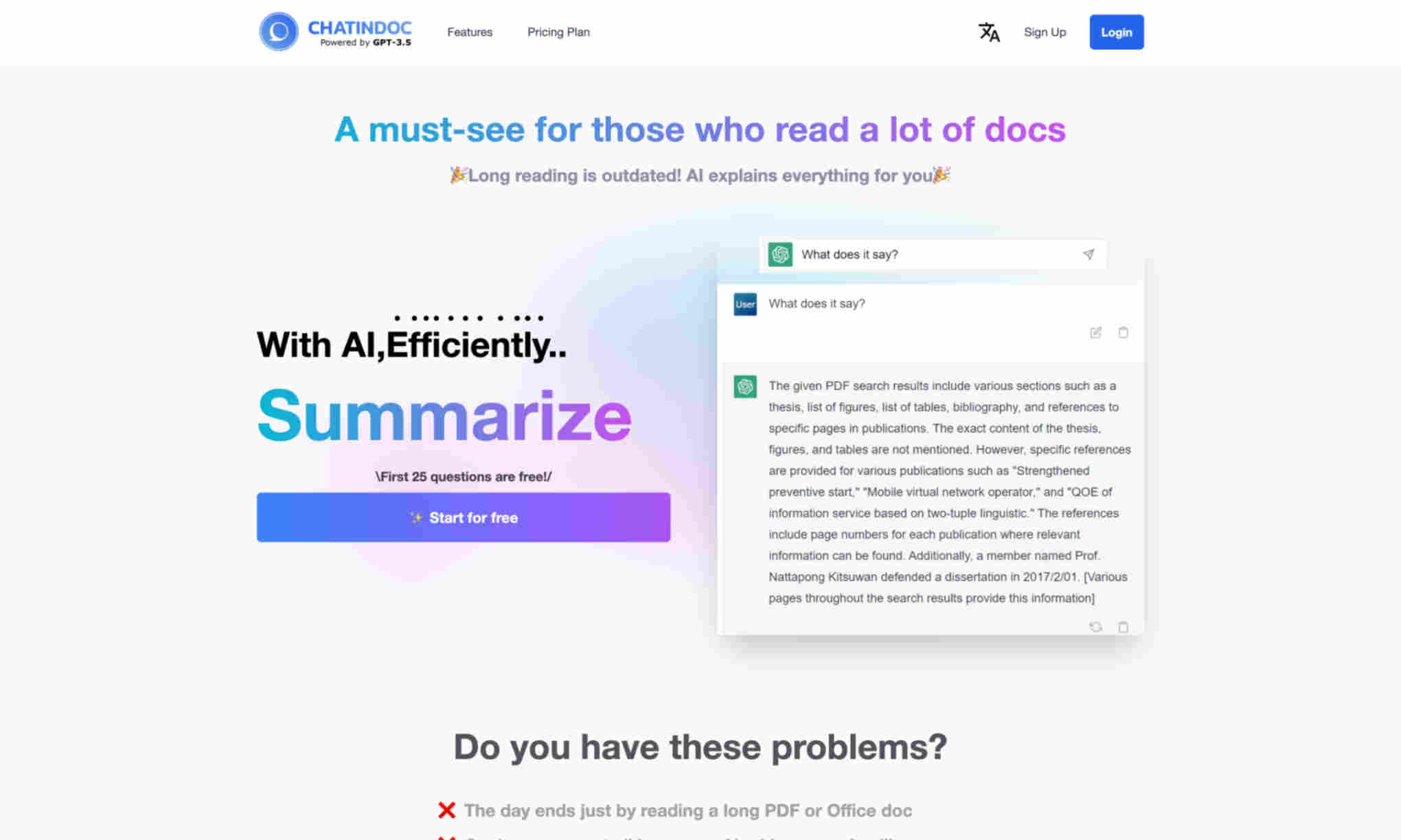 ChatInDoc Homepage