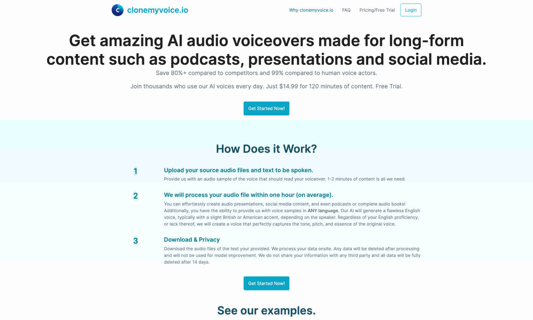 CloneMyVoice Homepage