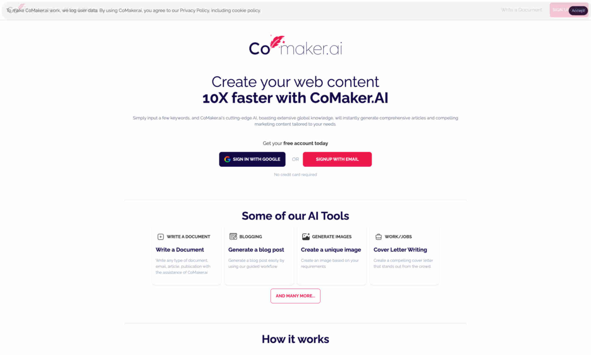 CoMaker.AI Homepage