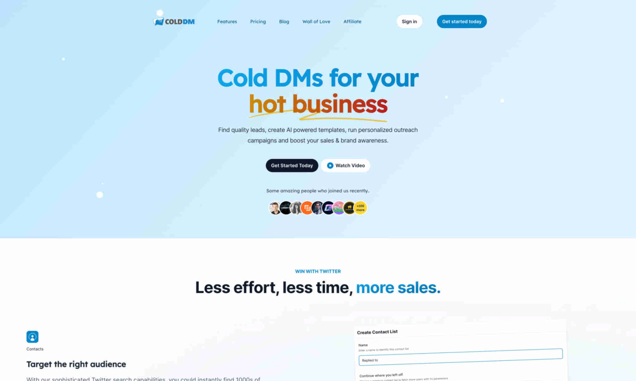 Cold DM Homepage