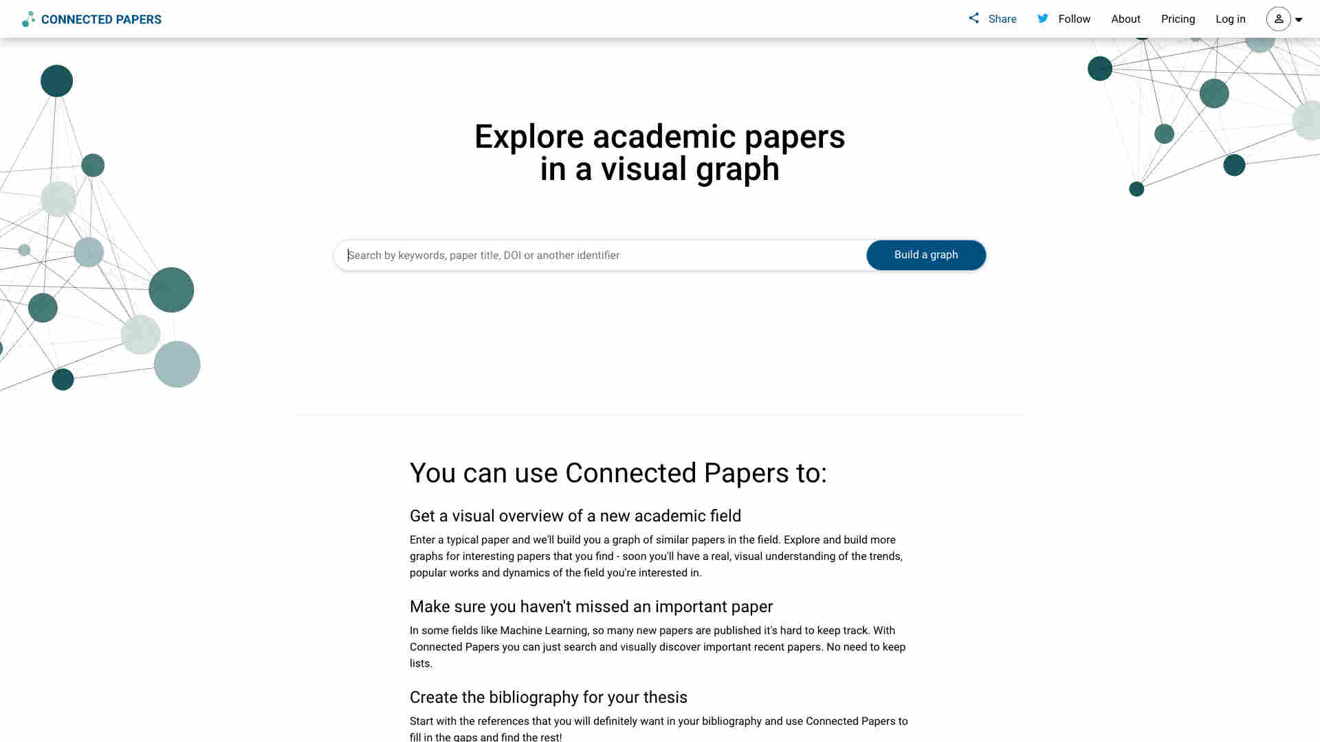 Connected Papers Homepage