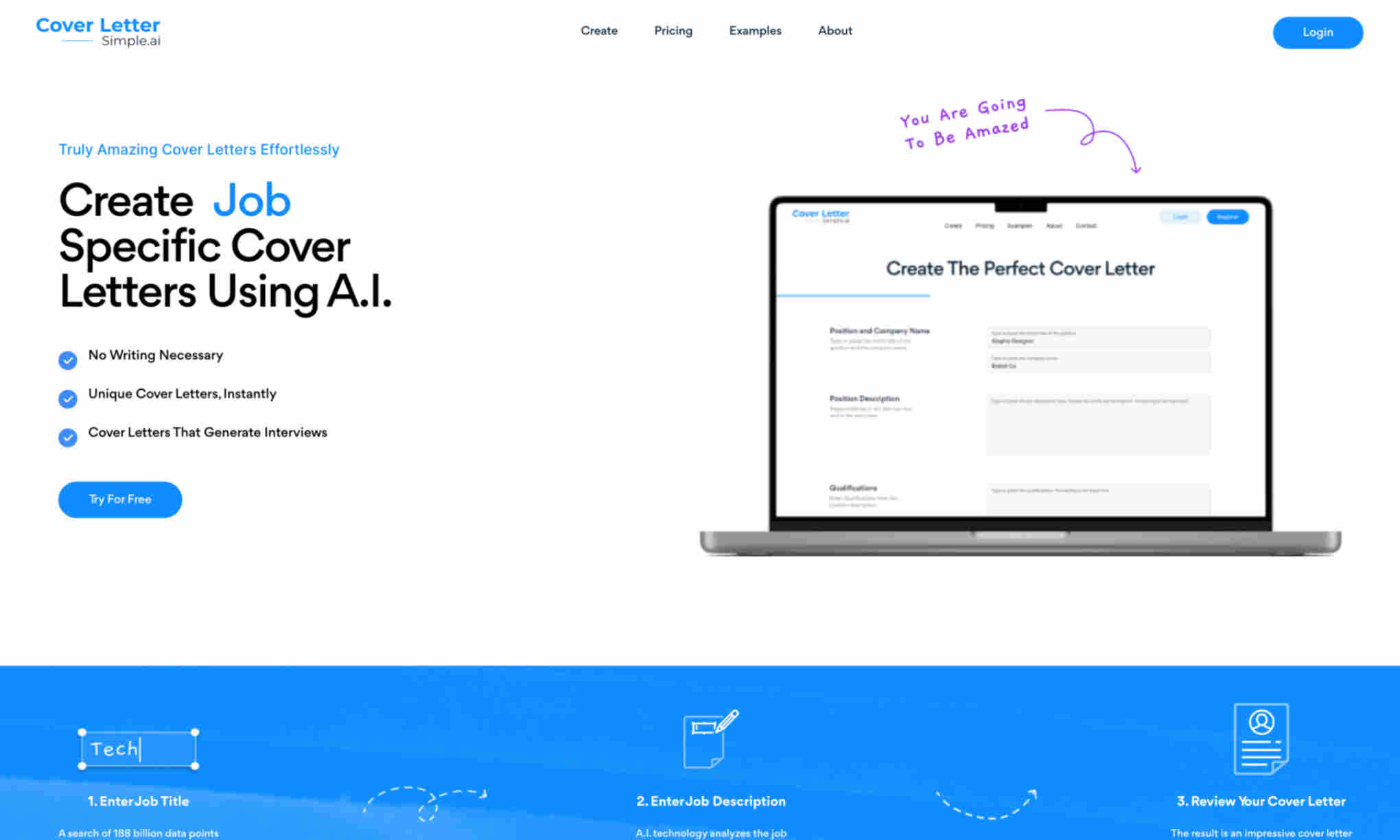 CoverLetterSimple.ai Homepage