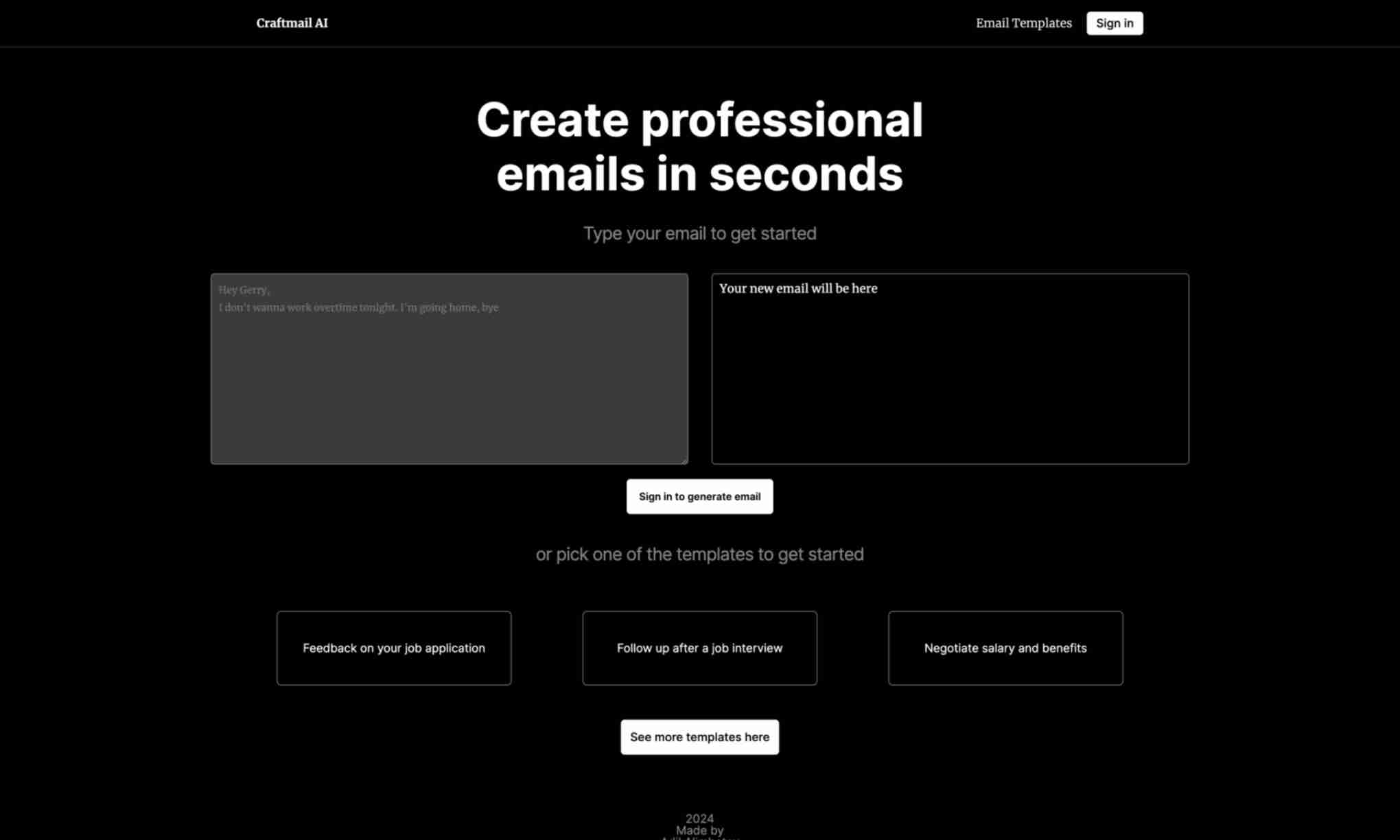 Craftmail AI Homepage