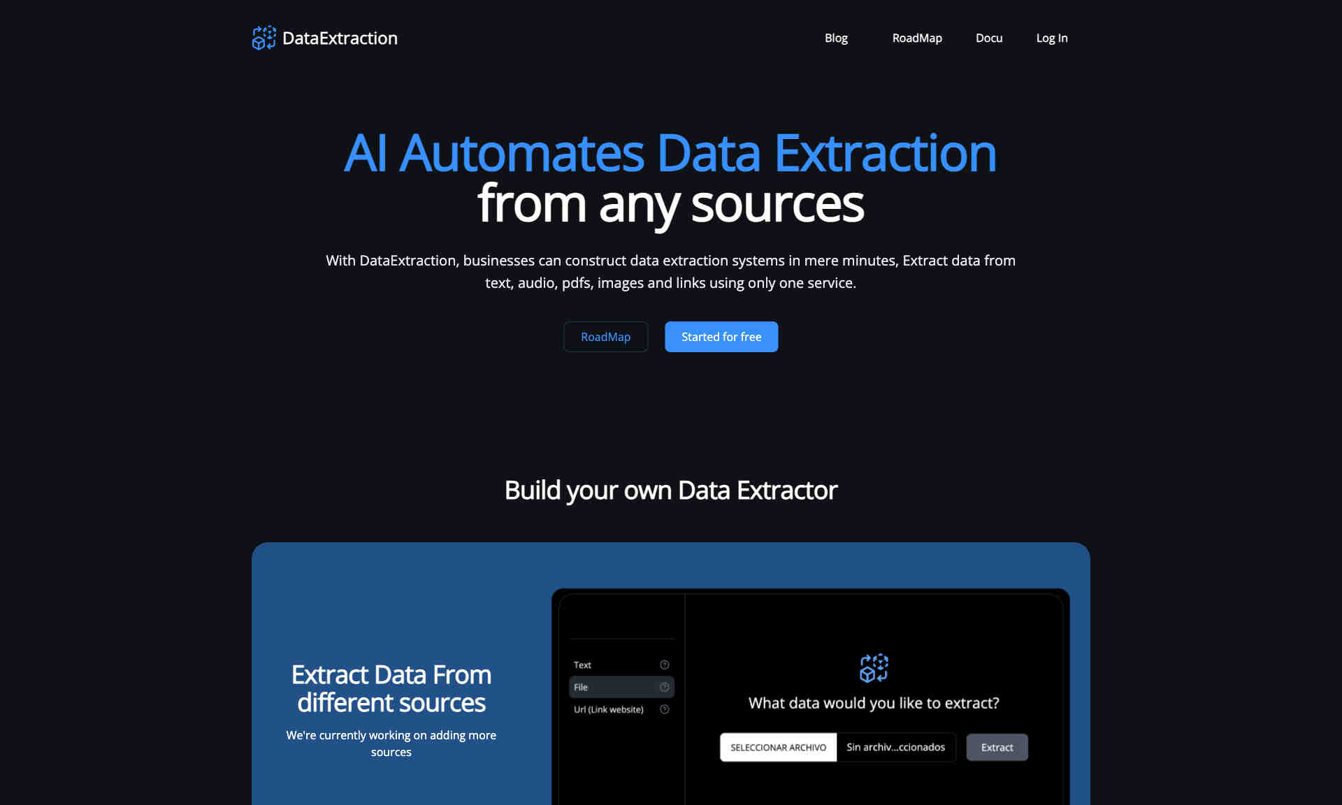 DataExtraction Homepage