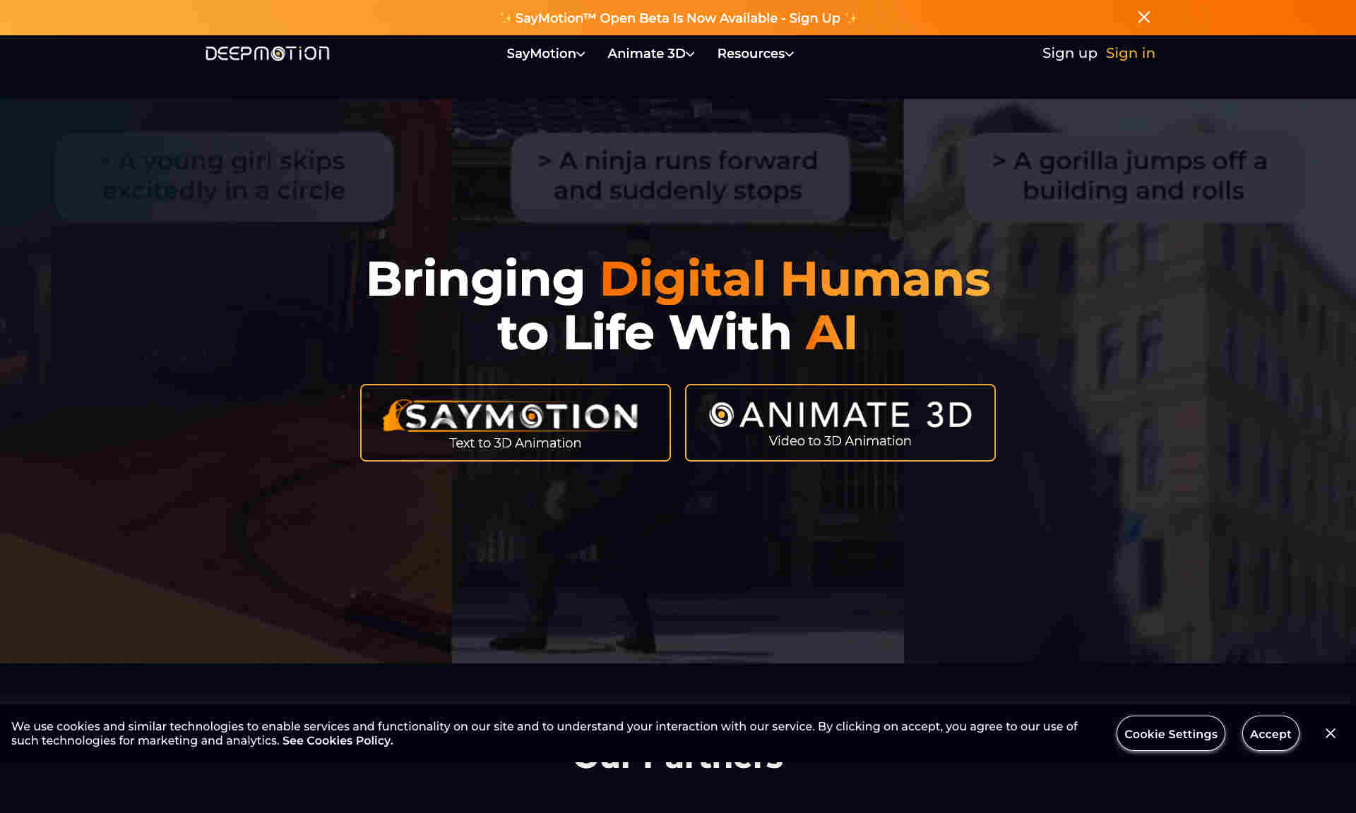 DeepMotion Homepage