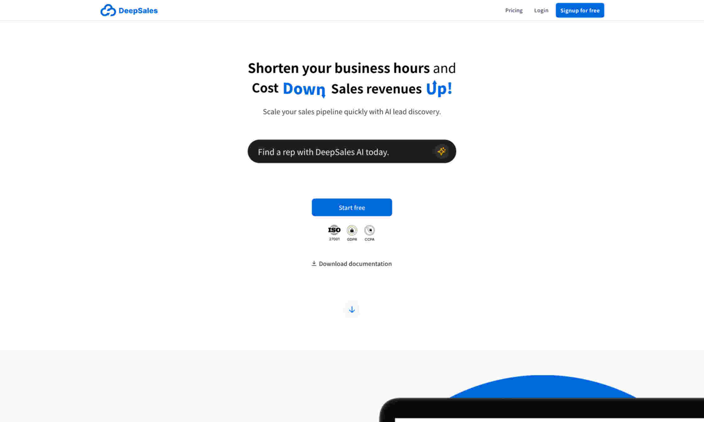 DeepSales AI Homepage