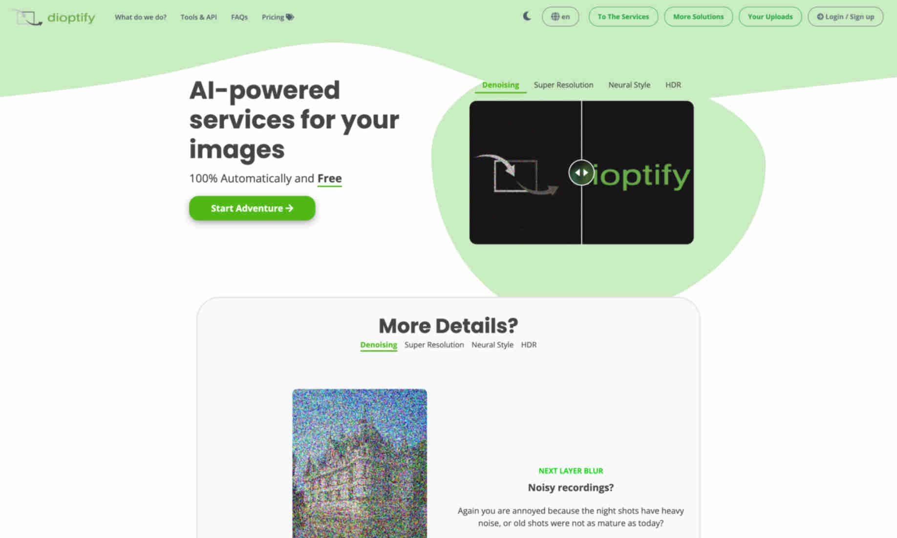 Dioptify Homepage