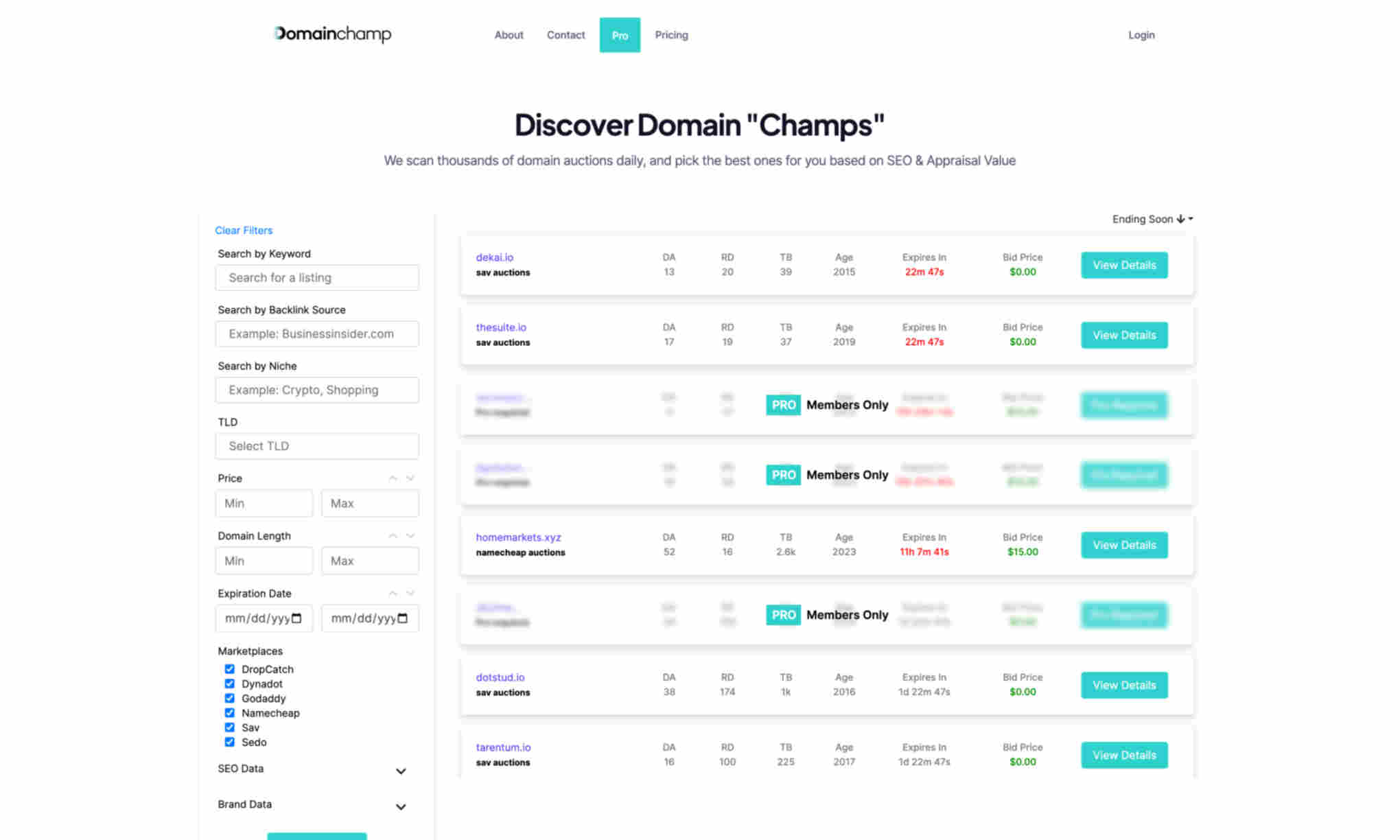 Domainchamp Homepage