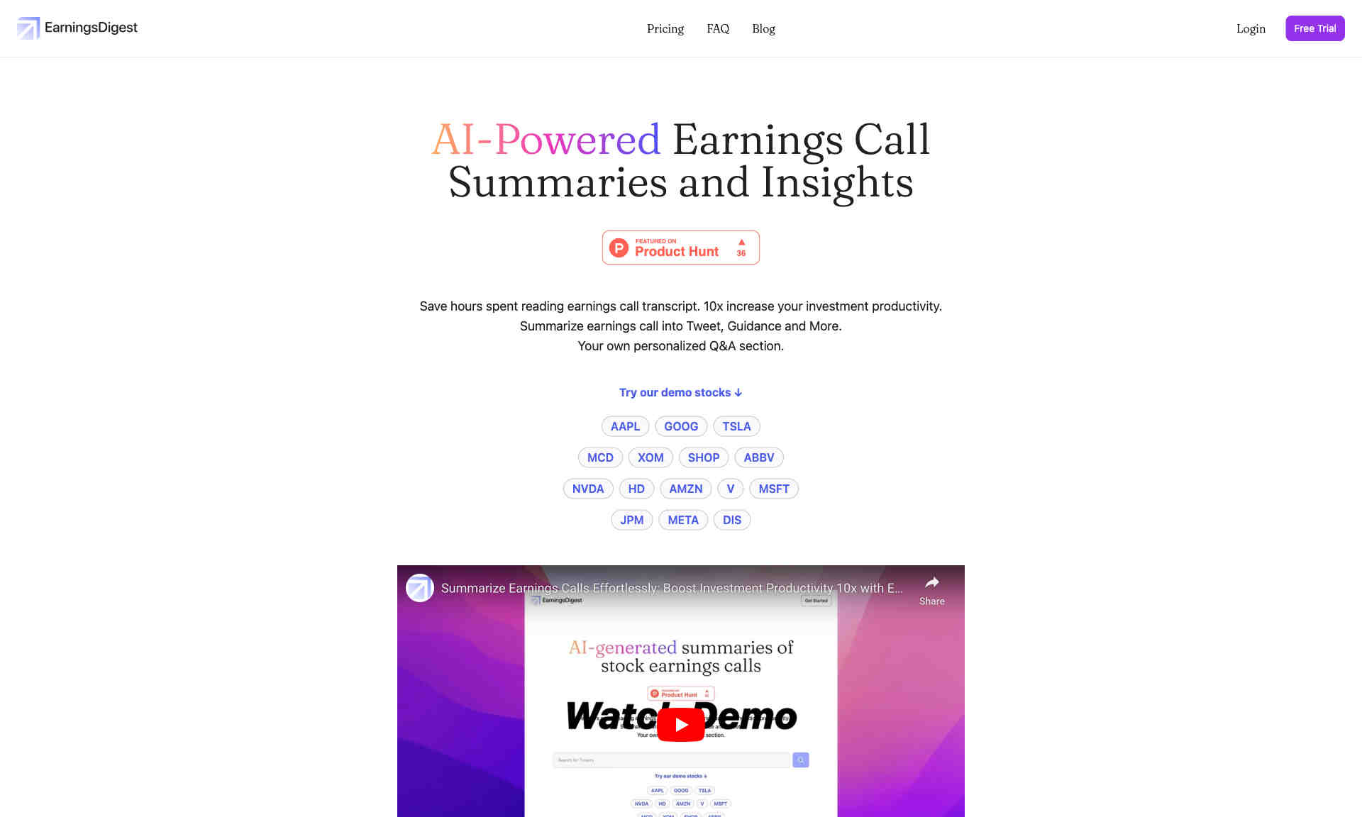 EarningsDigest Homepage