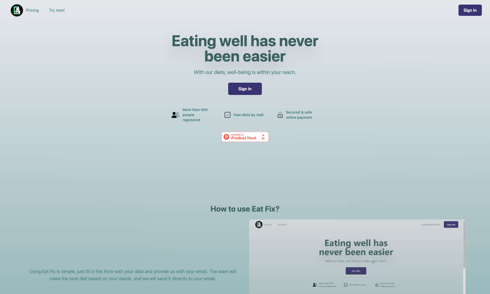 Eat Fix Homepage