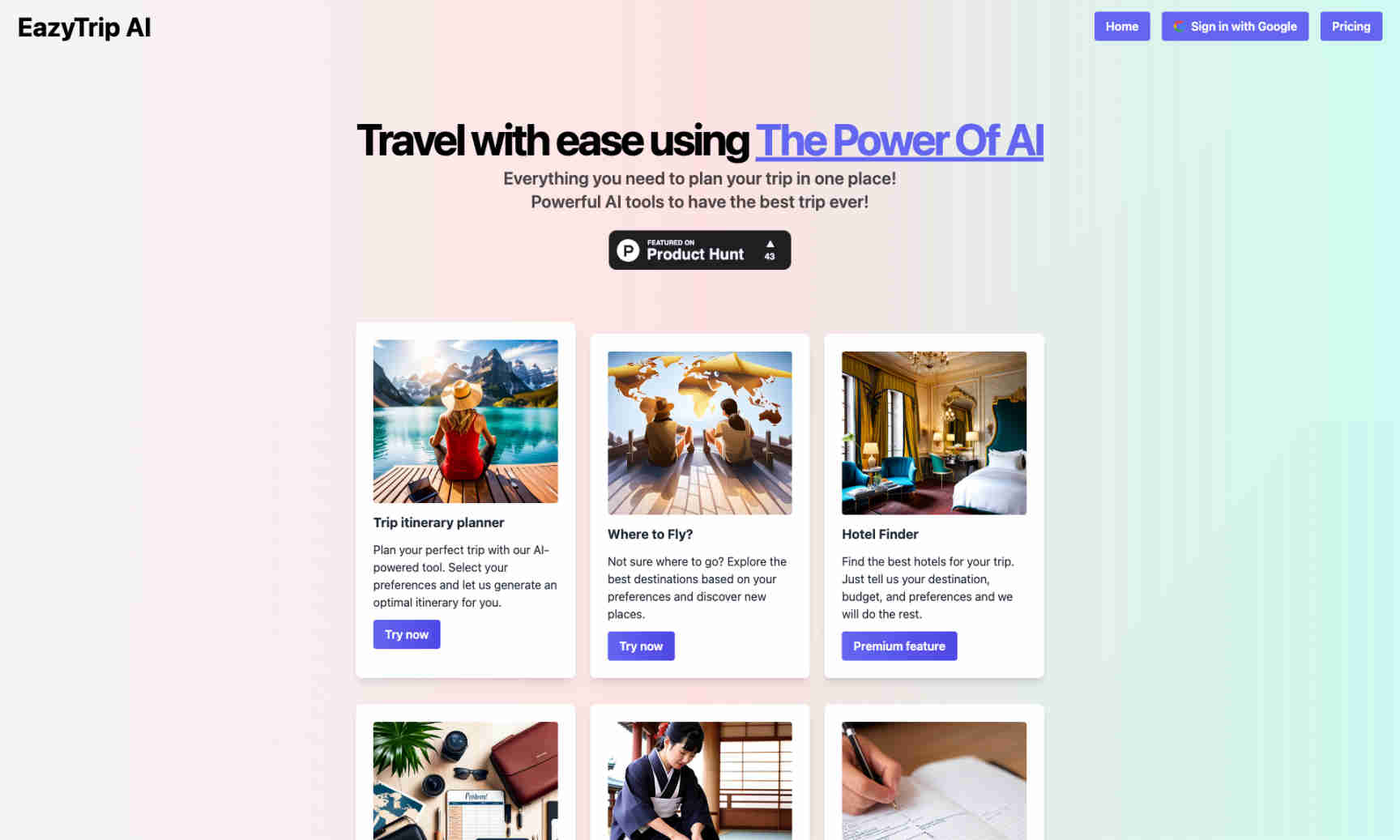 EazyTrip AI Homepage