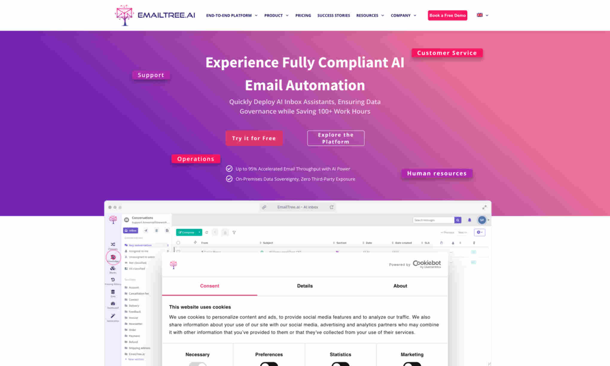 EmailTree AI Homepage