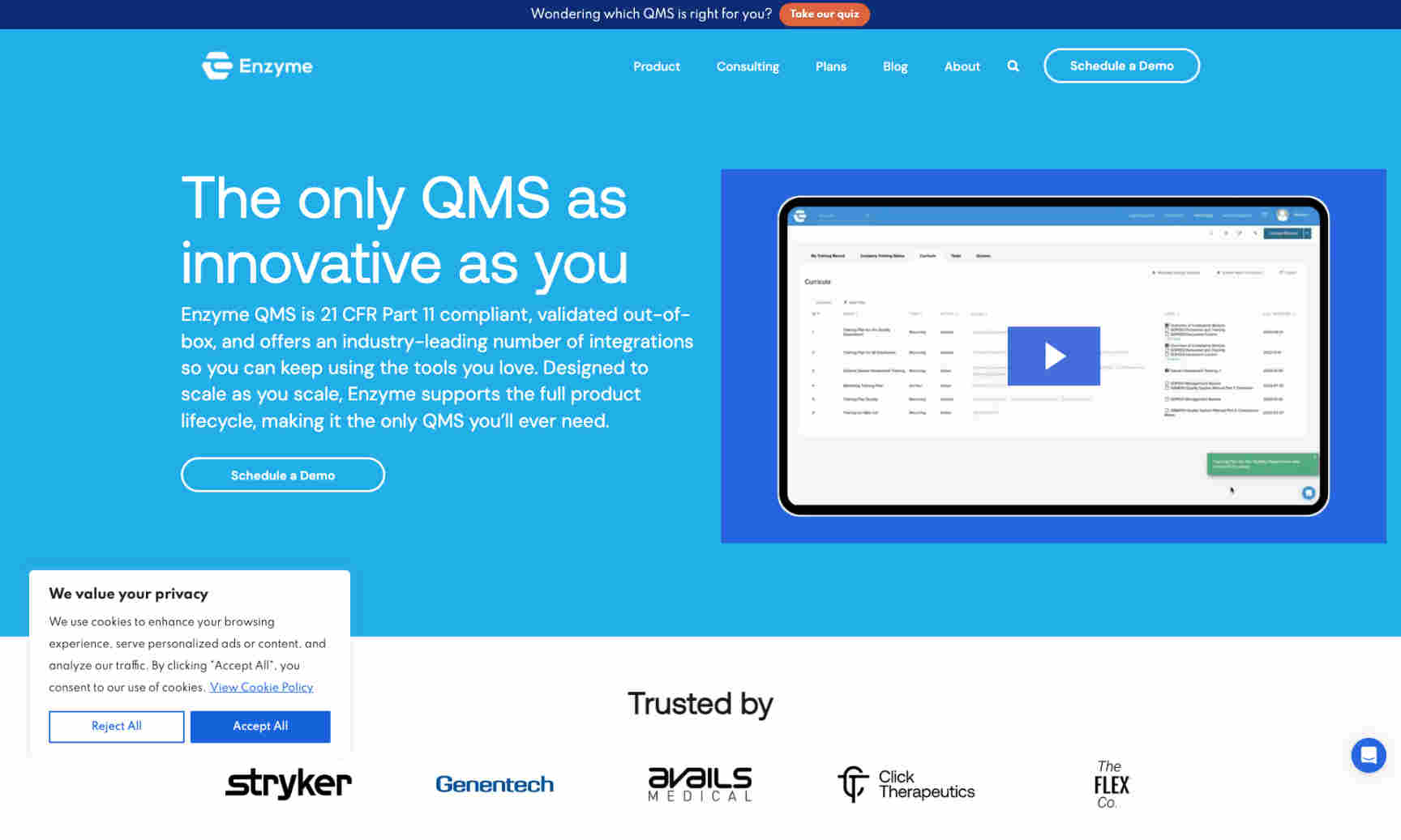 Enzyme QMS Homepage