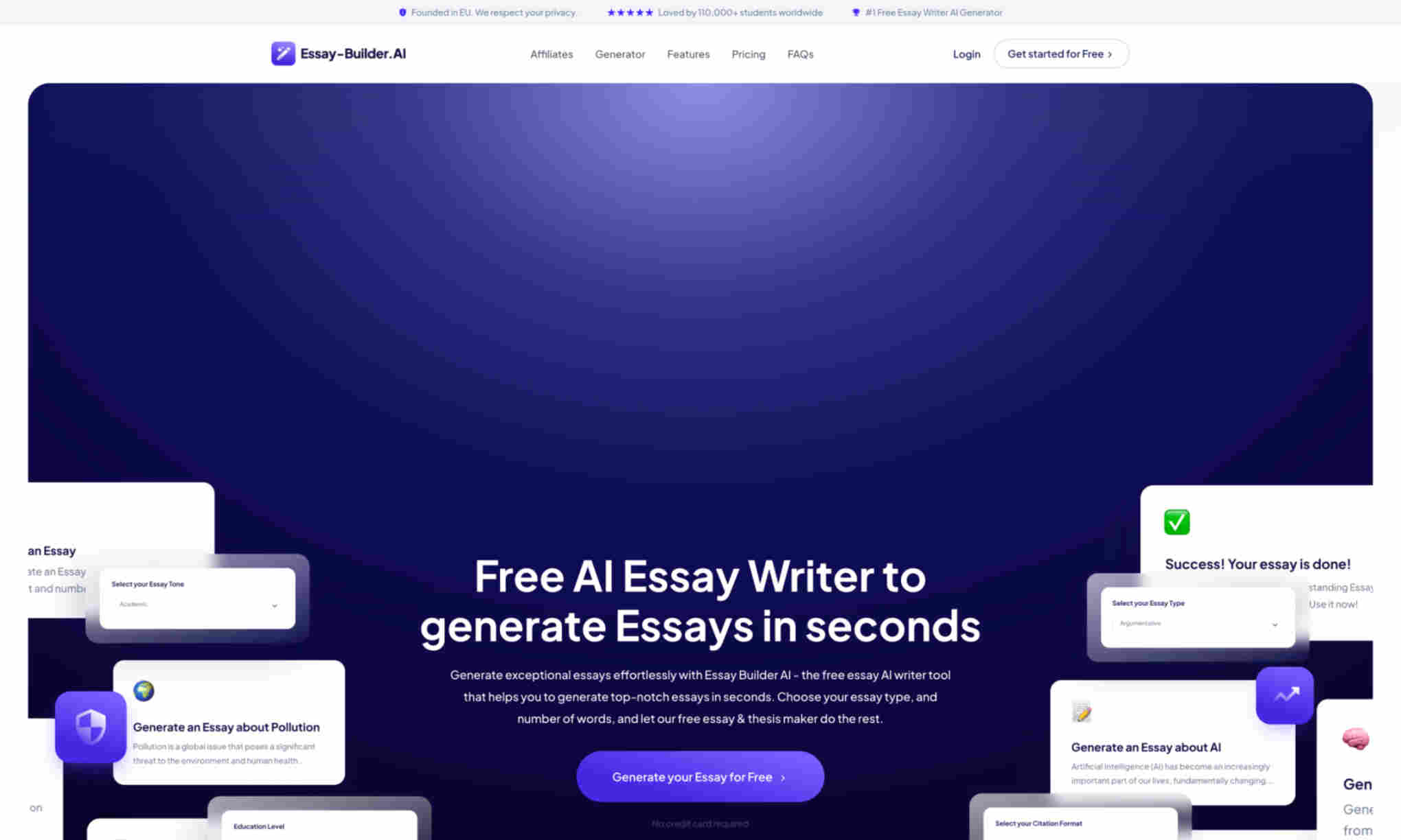 Essay Builder AI Homepage