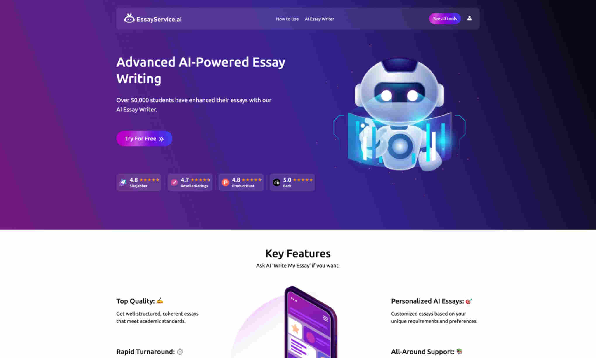 EssayService.ai Homepage