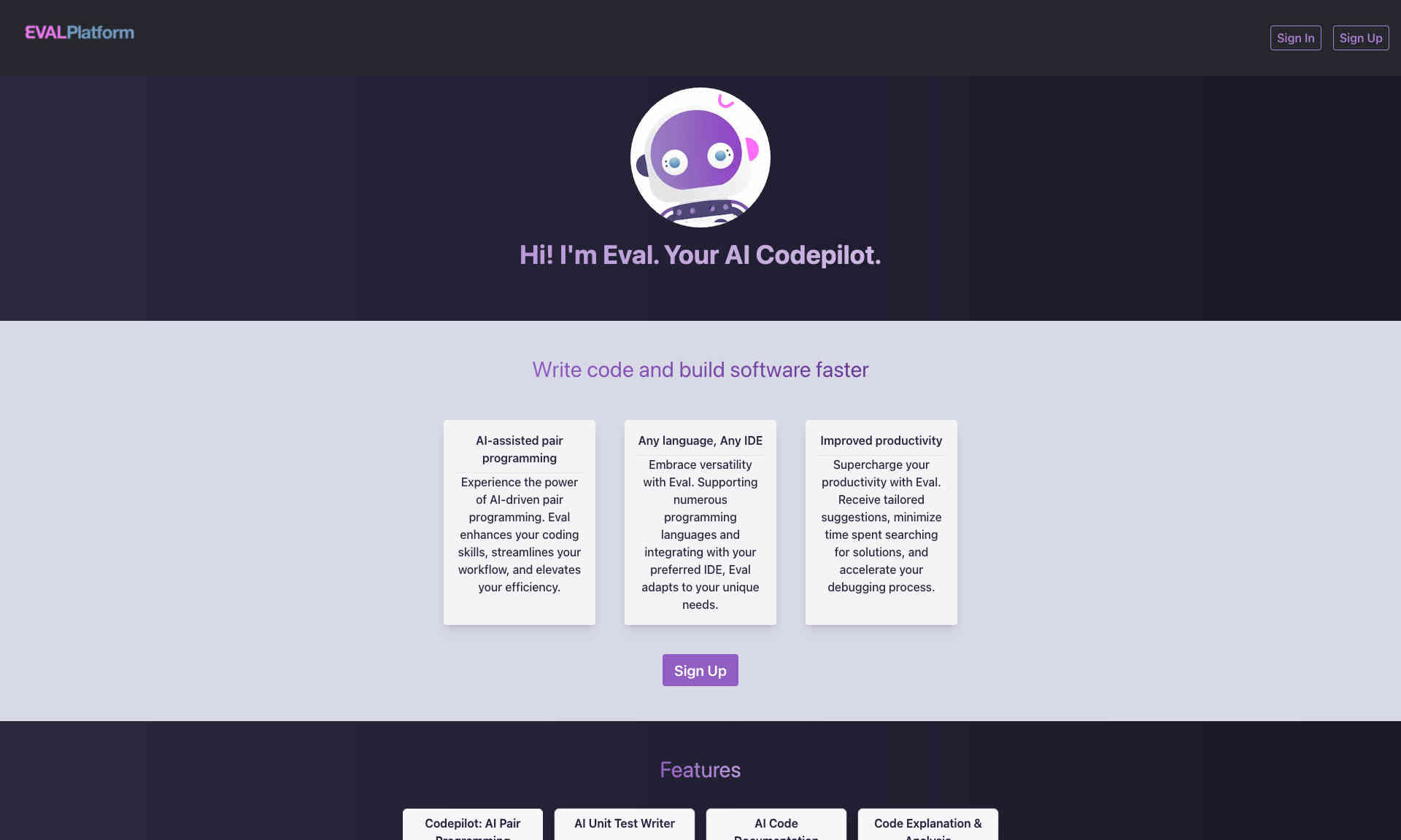 Eval AI Codepilot Homepage