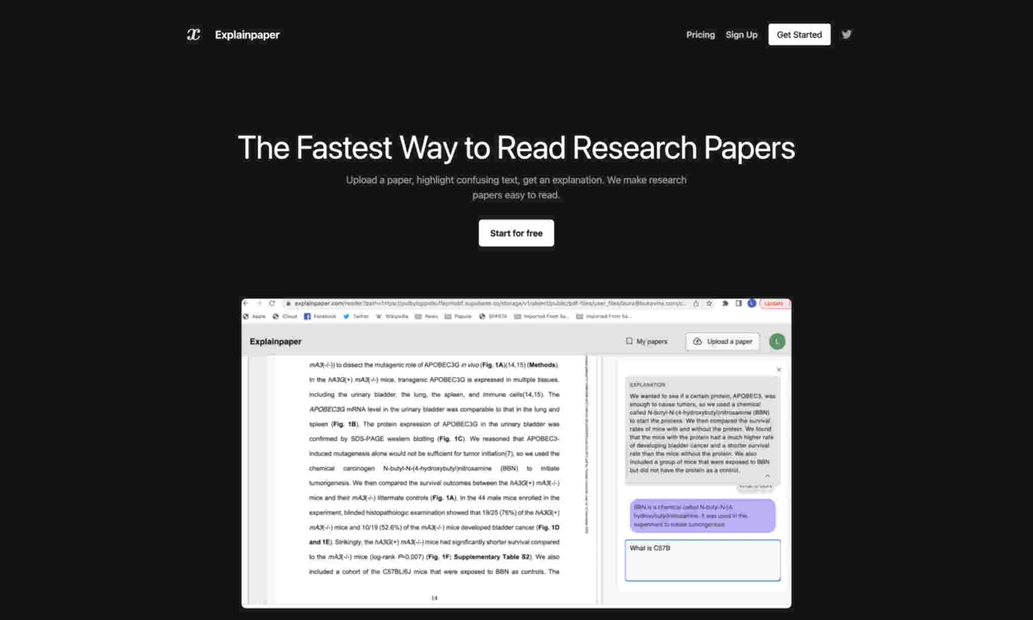 Explainpaper Homepage