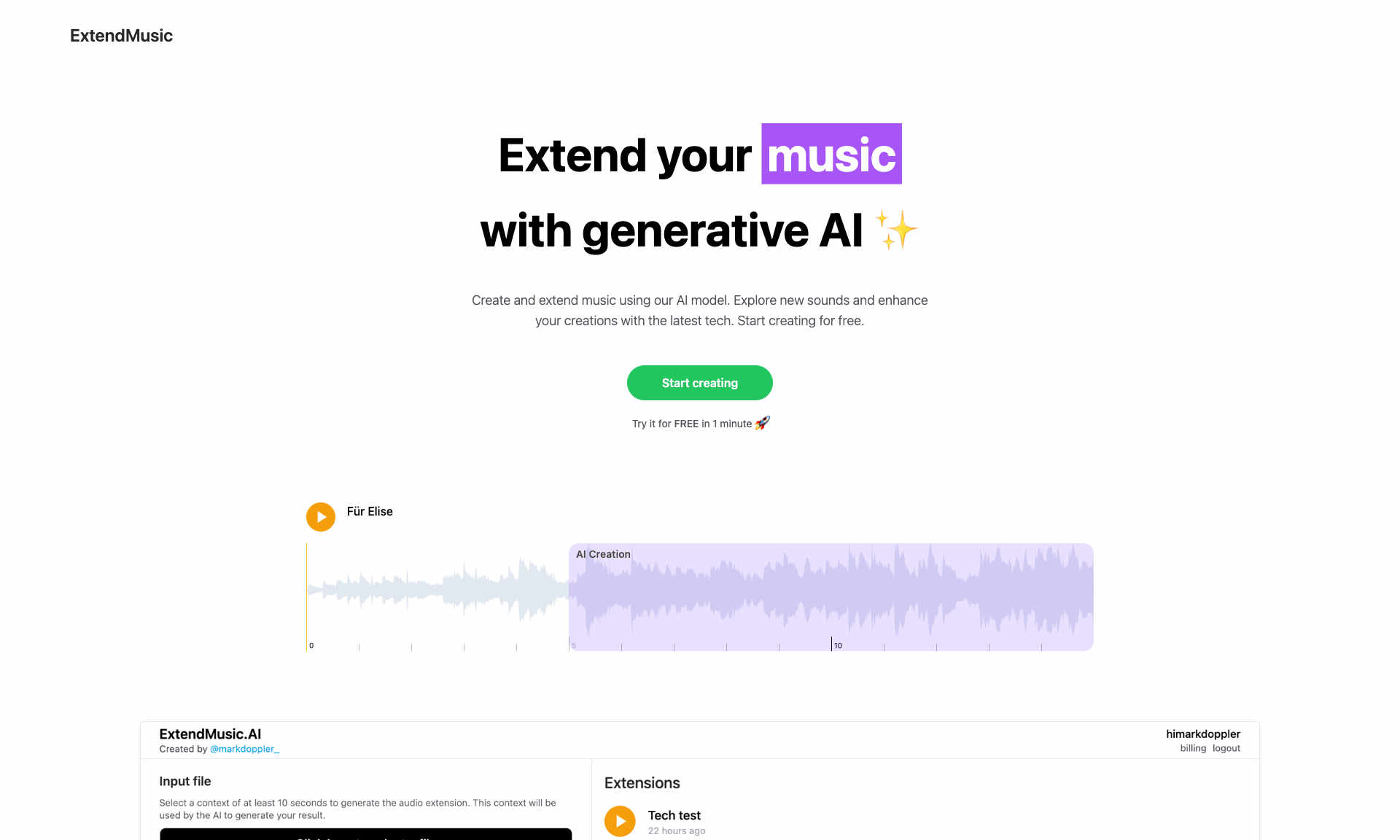 ExtendMusic Homepage