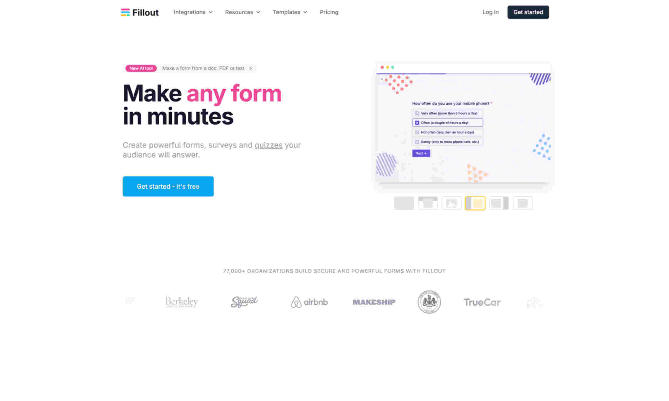 Fillout Homepage