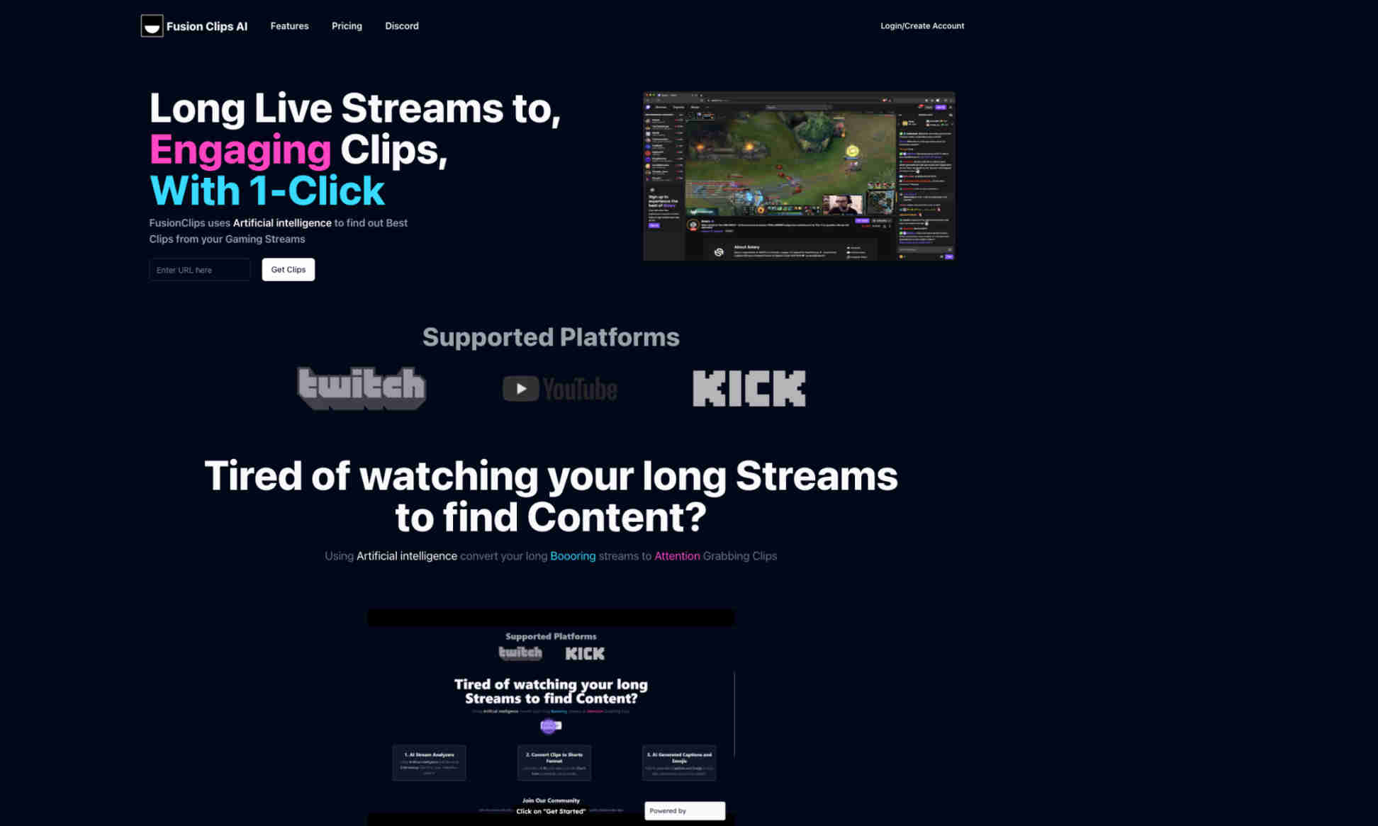 Fusion Clips AI Homepage