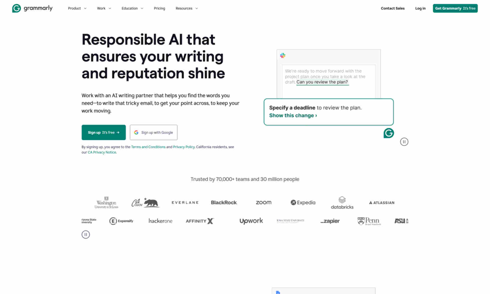 Grammarly Homepage