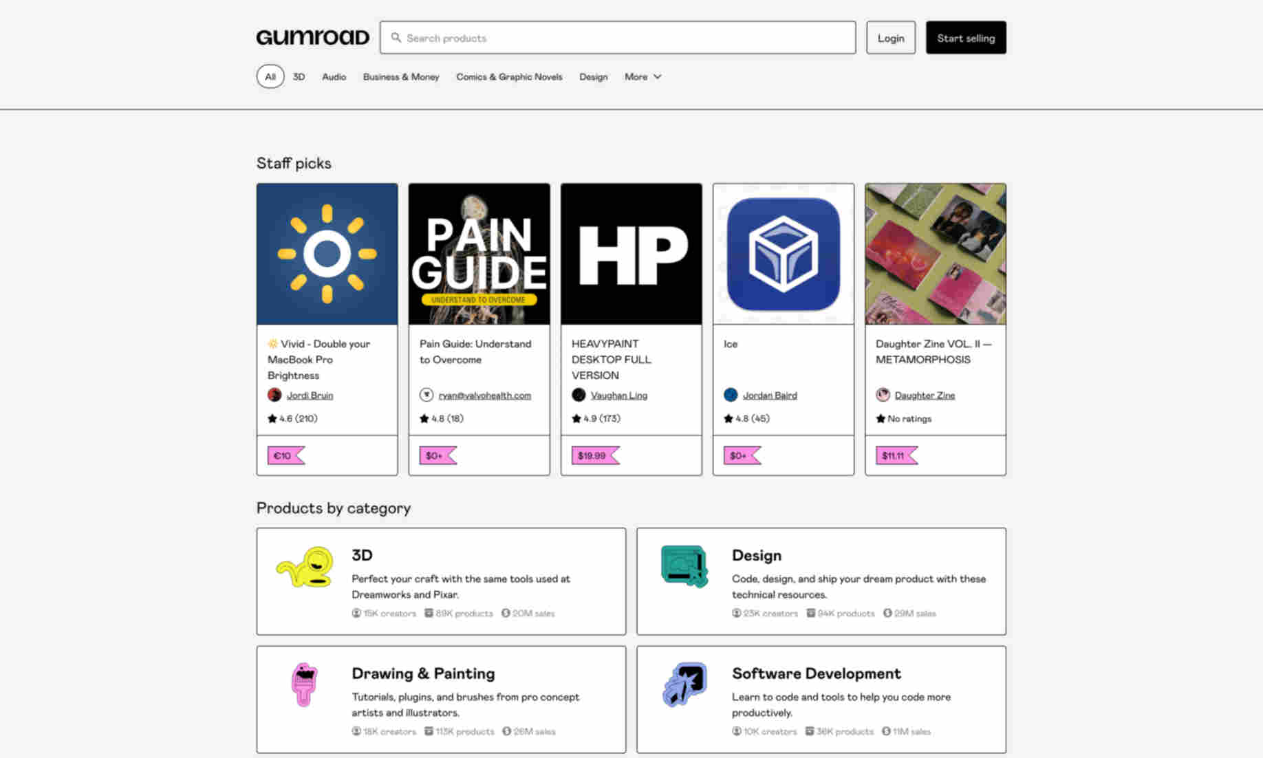 Gumroad Homepage