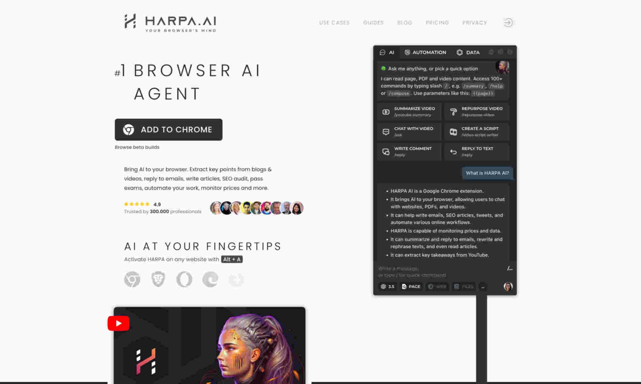 HARPA AI Homepage