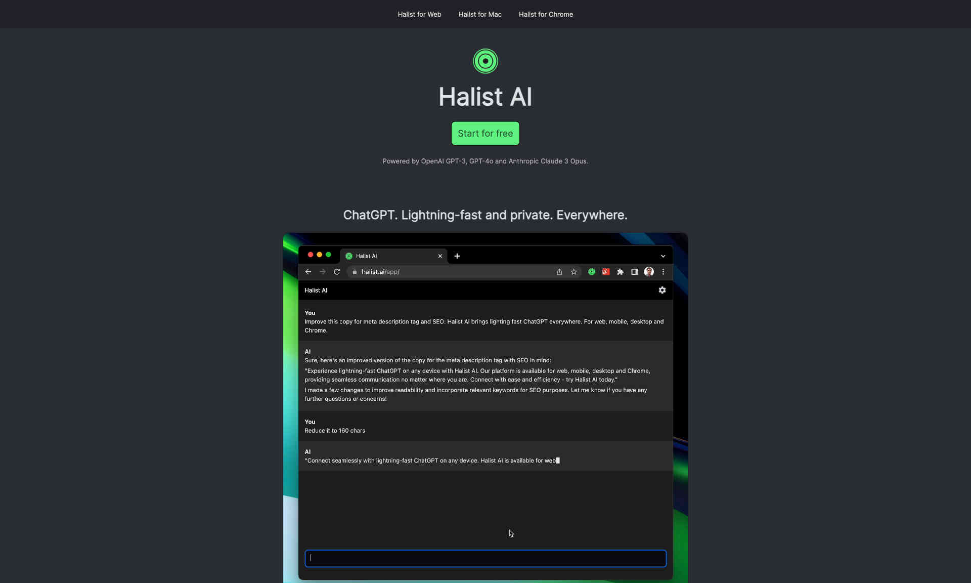 Halist AI Homepage