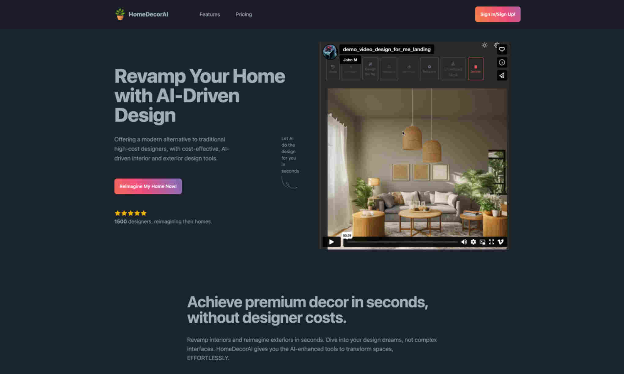 HomeDecorAI Homepage