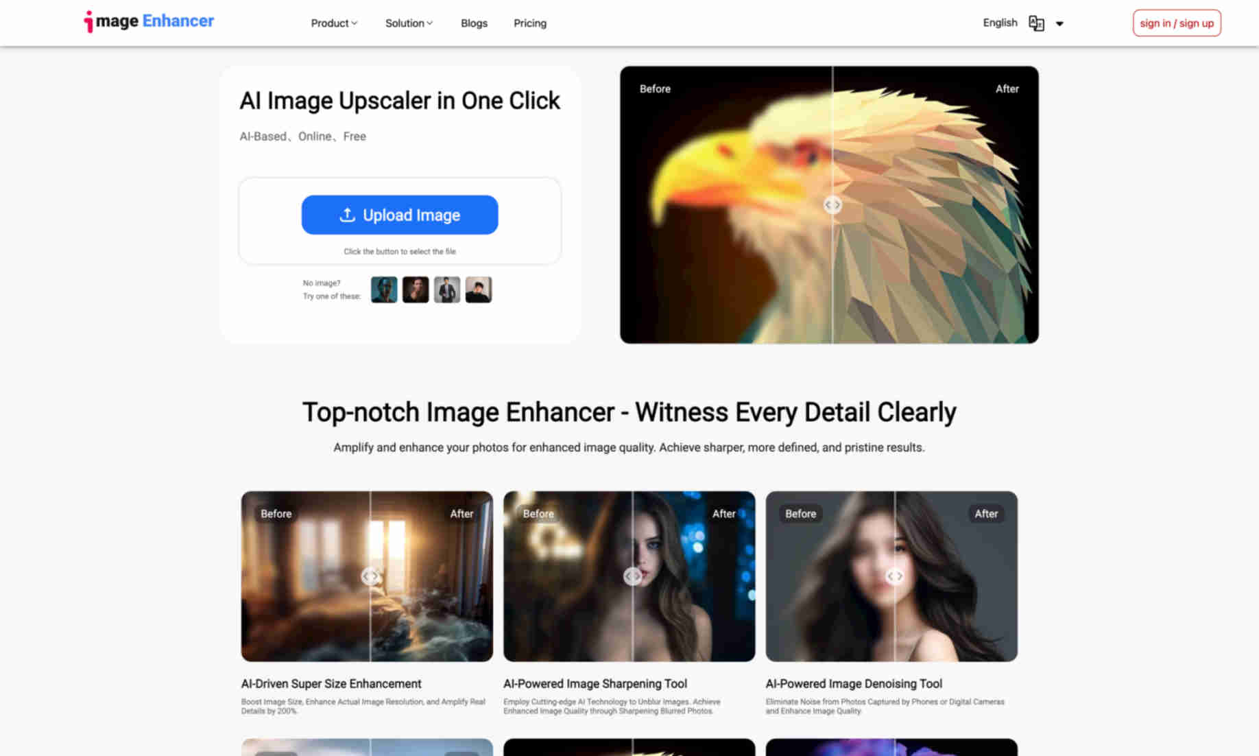 Image Enhancer Homepage